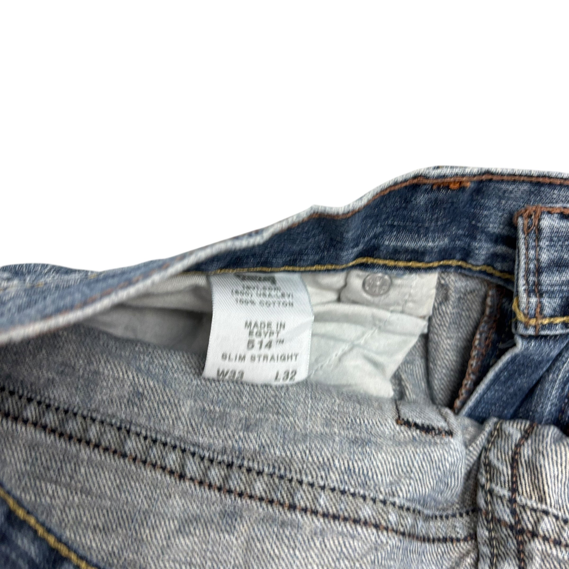 Levis 514 Jeans W33 L32 Mens Mid Blue Regular Straight Fit Vintage Denim