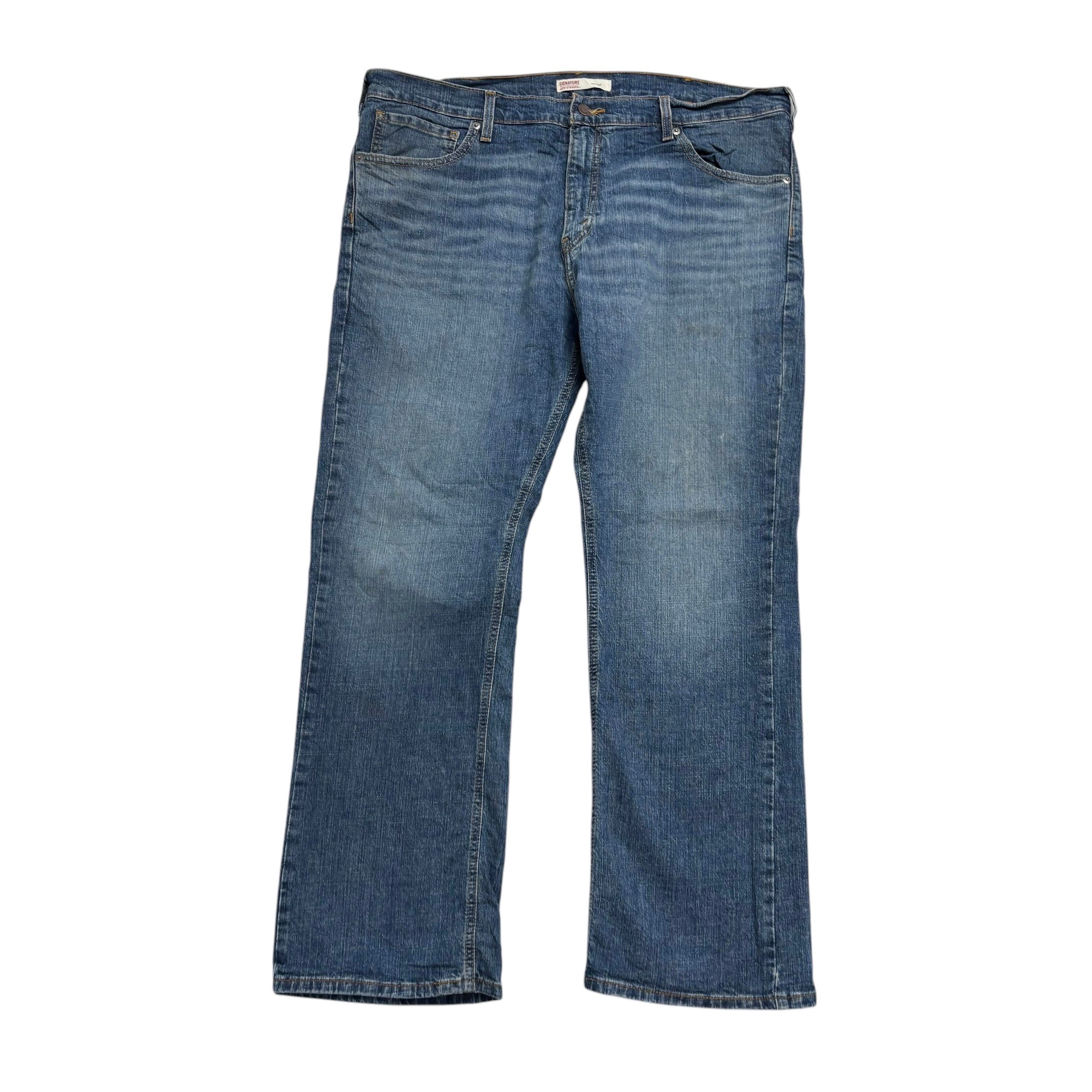 Levis Signature Jeans W38 L30 Mens Mid Blue Regular Bootcut Fit Stretch
