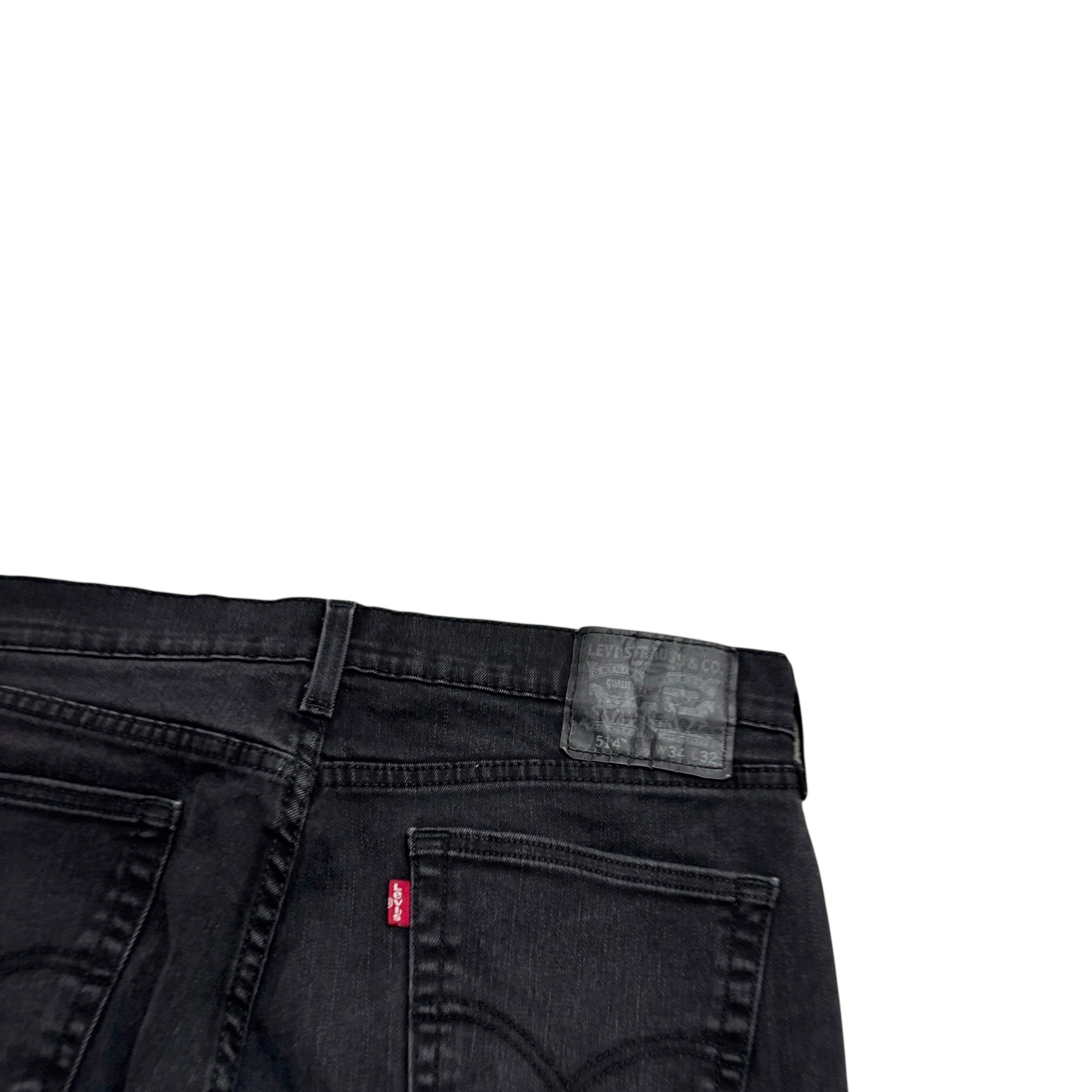 Levis 514 Jeans W34 L32 Mens Black Regular Straight Fit Stretch Denim (E)