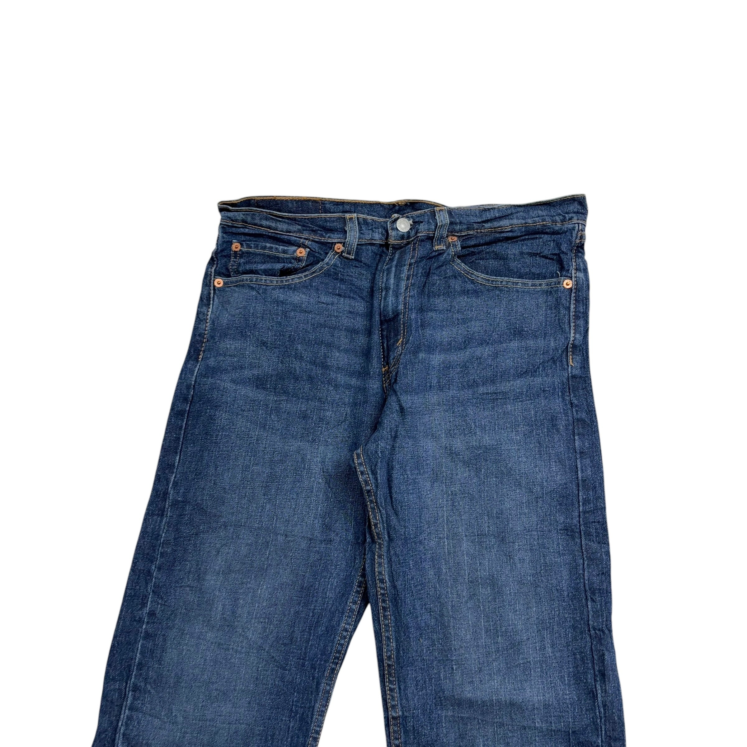 Levis 505 Jeans W32 L34 Mens Dark Blue Regular Straight Fit Stretch Denim