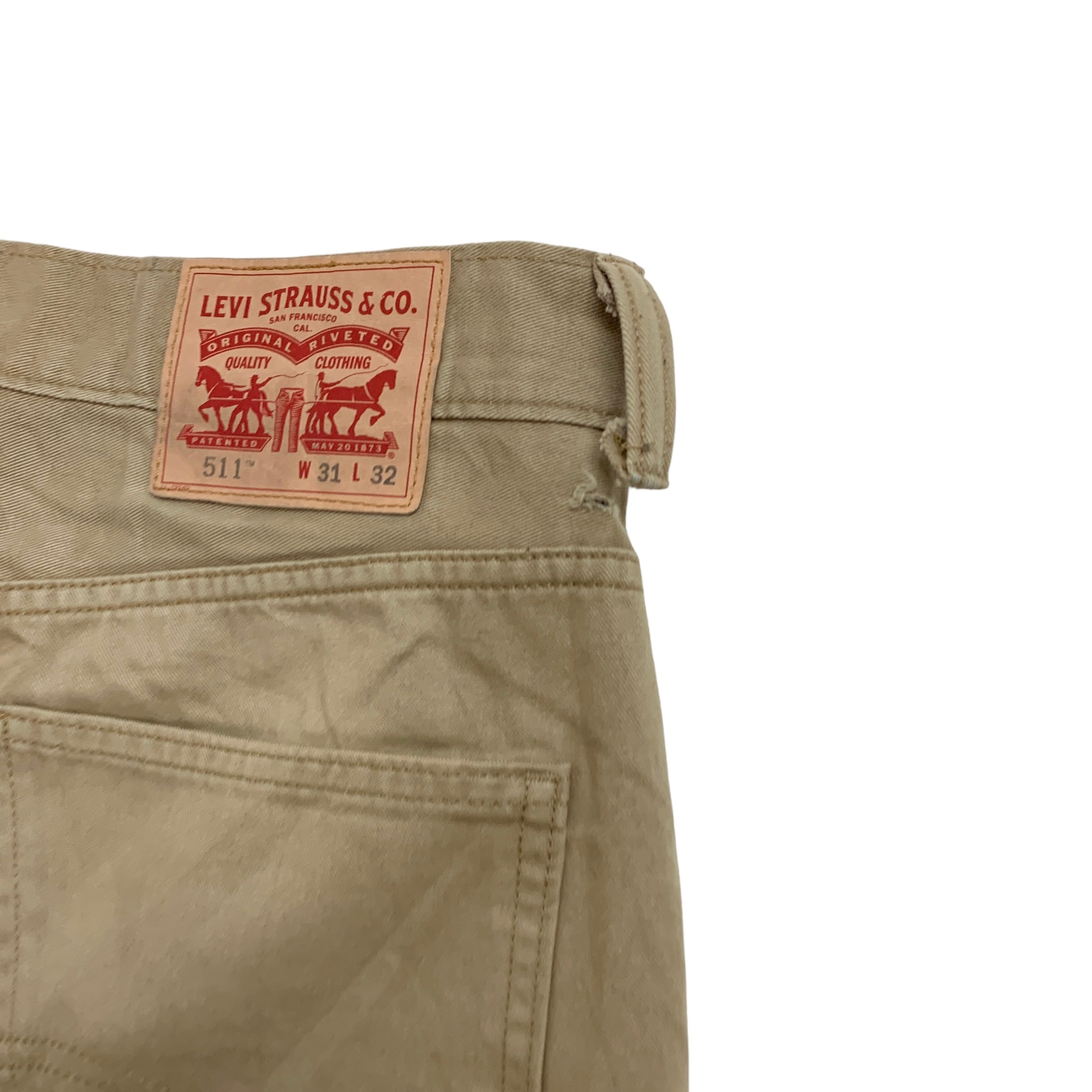 Levis 511 Trousers W31 L32 Mens Beige Tan Slim Fit Cotton Pants