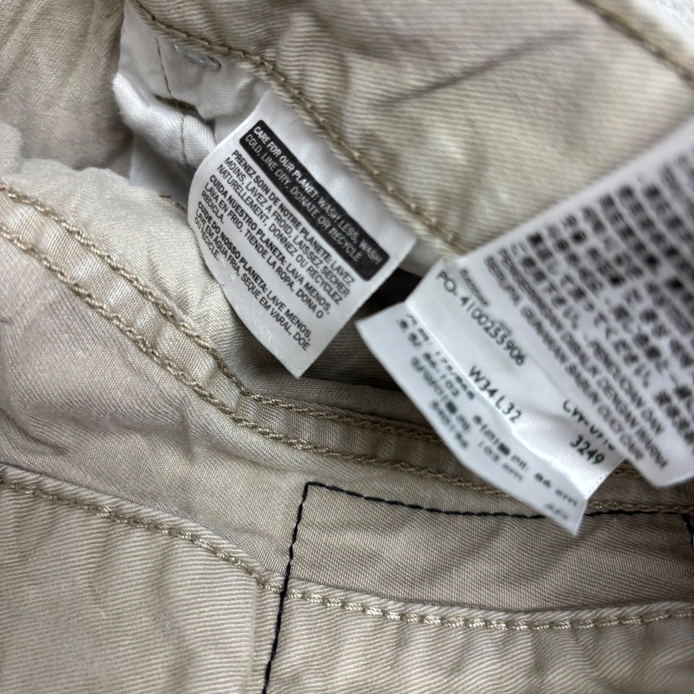 Levis 514 Trousers W34 L32 Mens Cream Regular Straight Fit Cotton Pants (E)