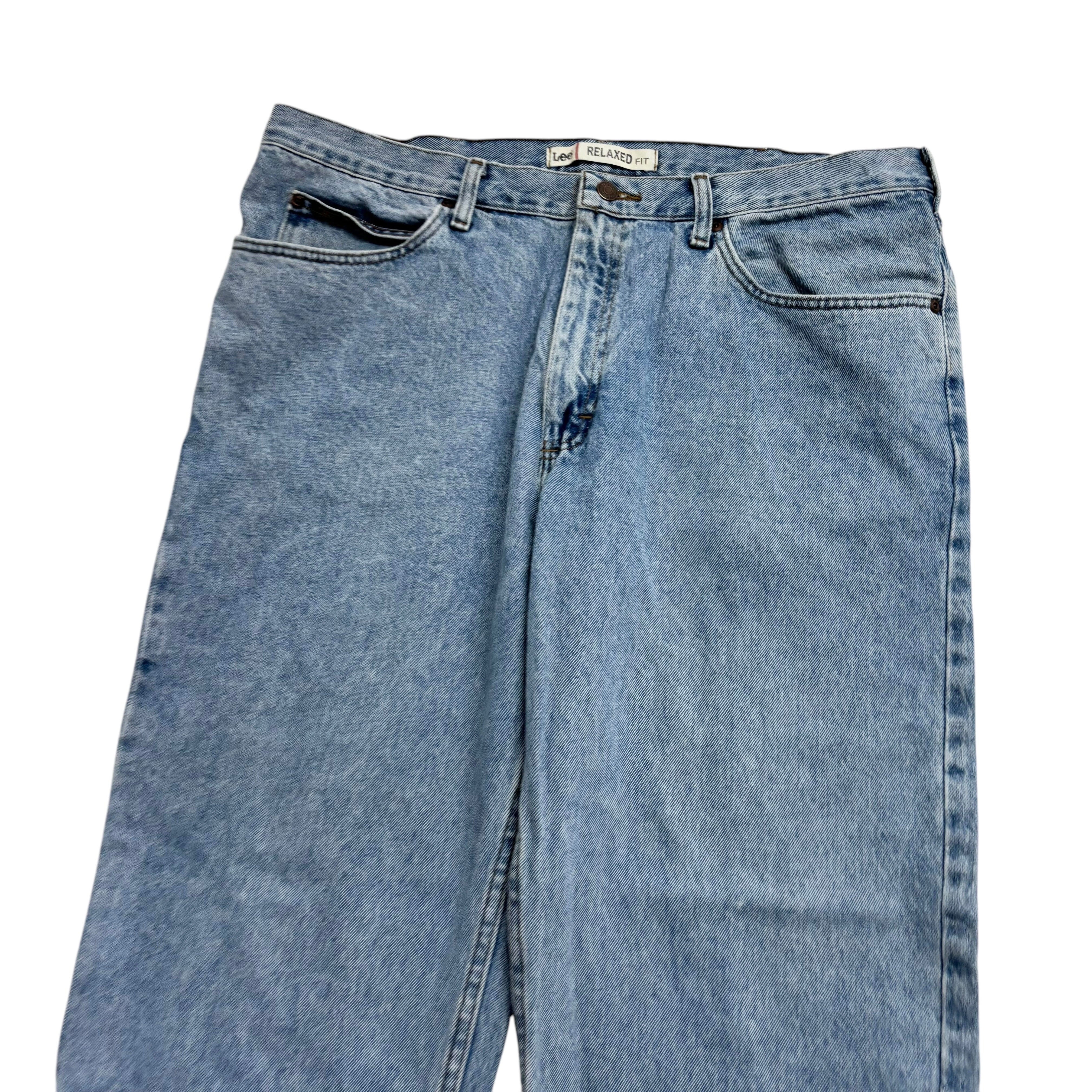 Lee Jeans W38 L27 Mens Light Blue Relaxed Straight Fit Vintage Denim (E)