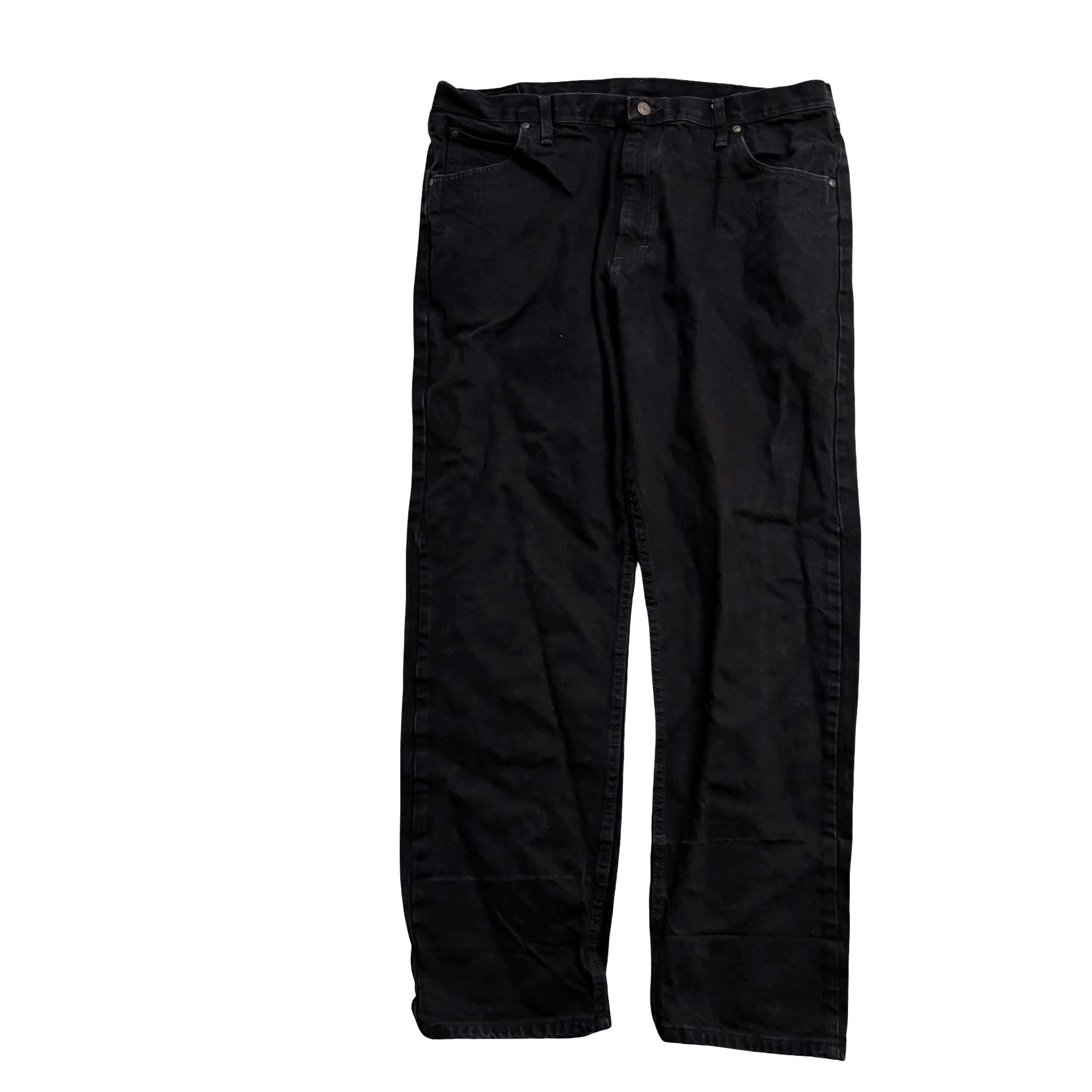 Wrangler Jeans W40 L32 Mens Black Relaxed Straight Fit Denim (E)