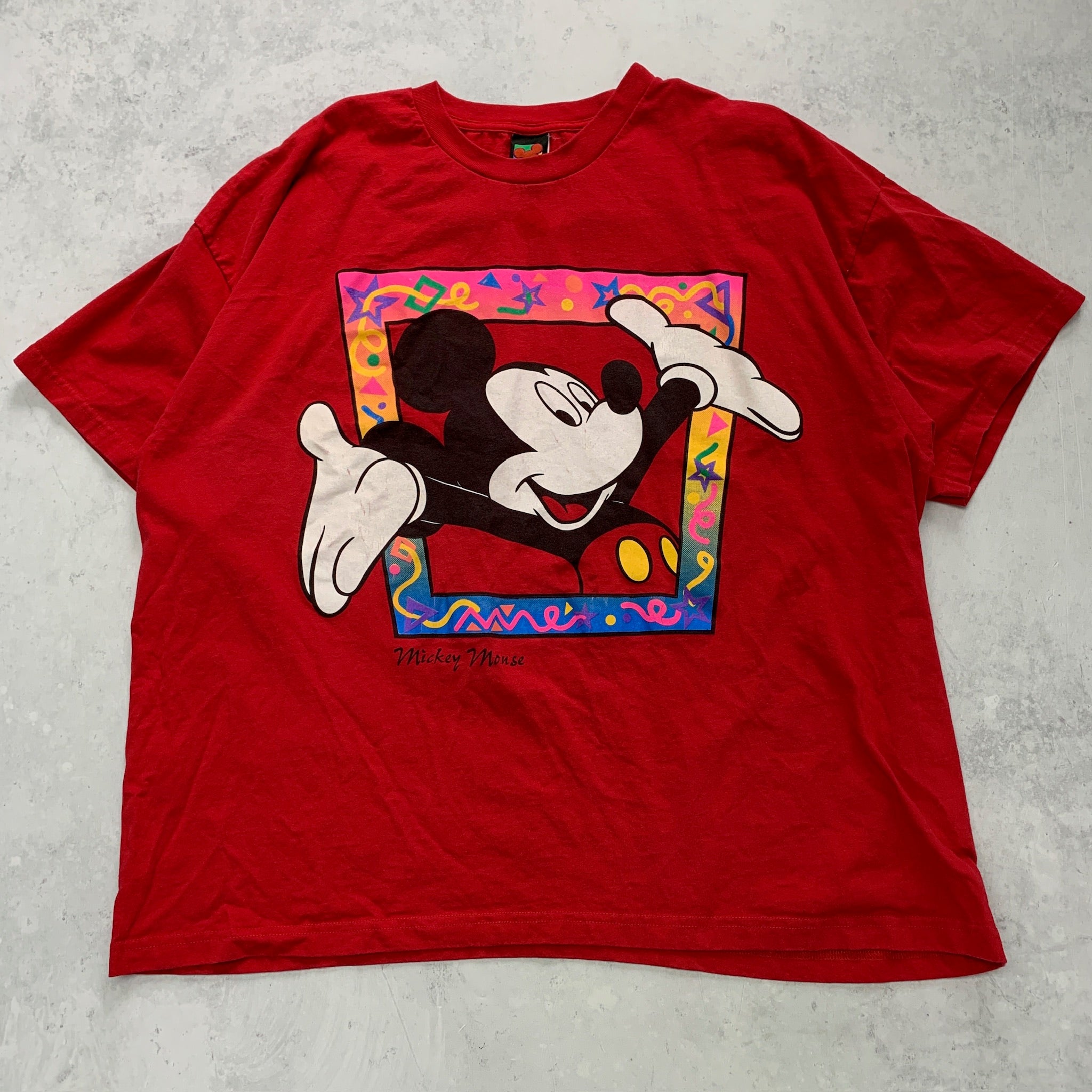 Vintage T Shirt Mens XXL Red Graphic Print 90s Disney Mickey Cartoon