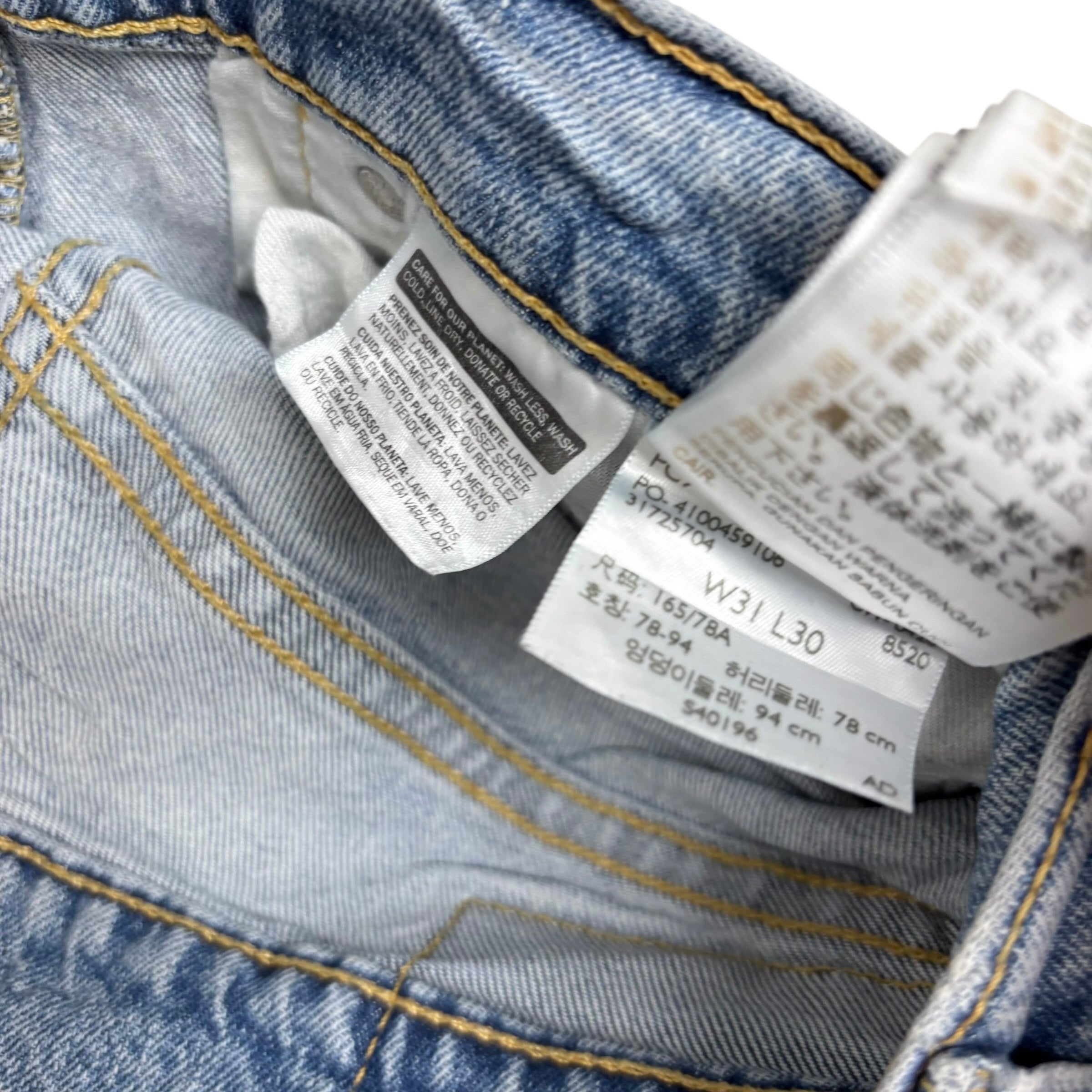 Levis 511 Jeans W31 L30 Mens Light Blue Slim Fit Distressed Stretch Denim