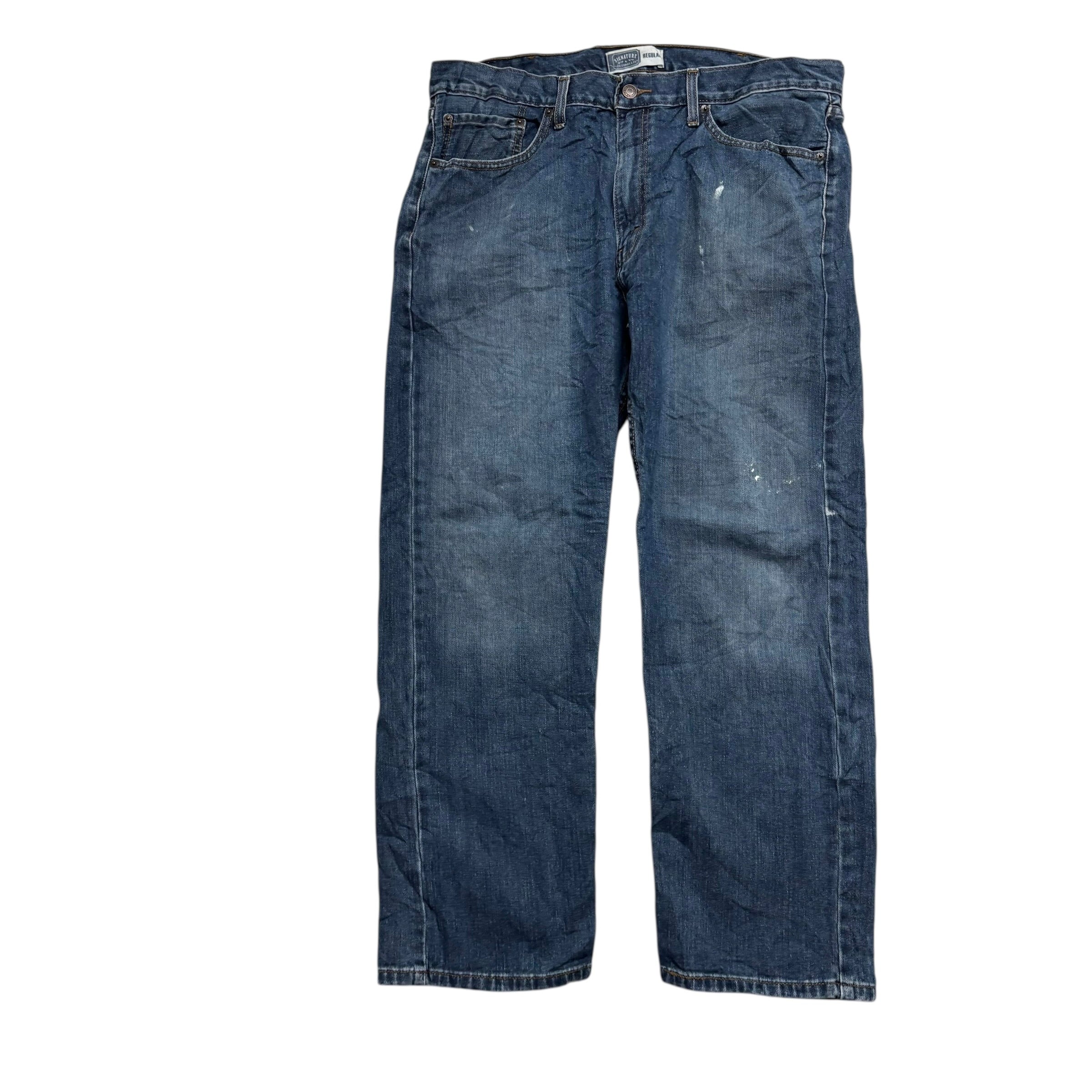 Levis Signature Jeans W38 L29 Mens Dark Blue Regular Straight Vintage Denim (F)