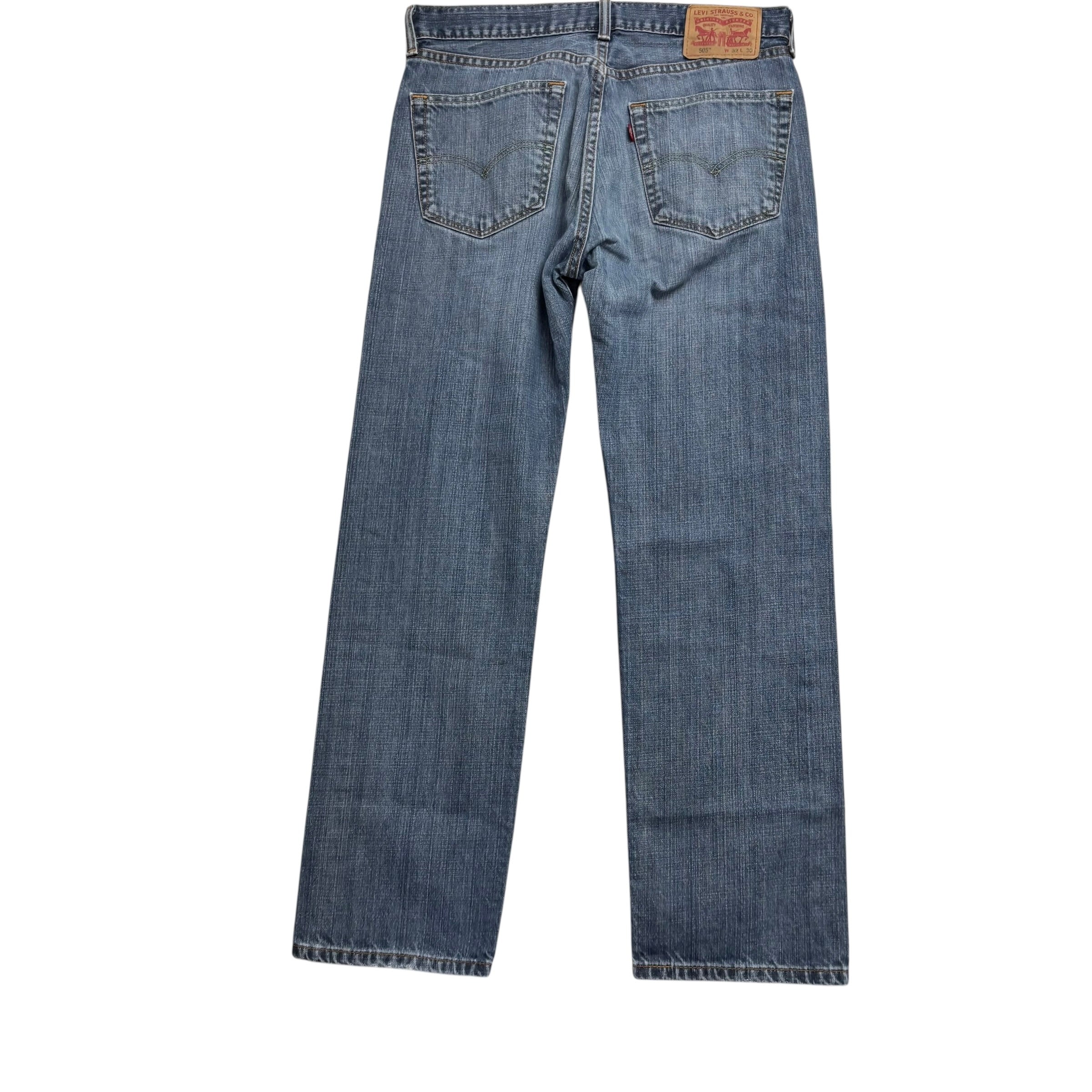 Levis 505 Jeans W32 L30 Mens Mid Blue Regular Straight Fit Denim