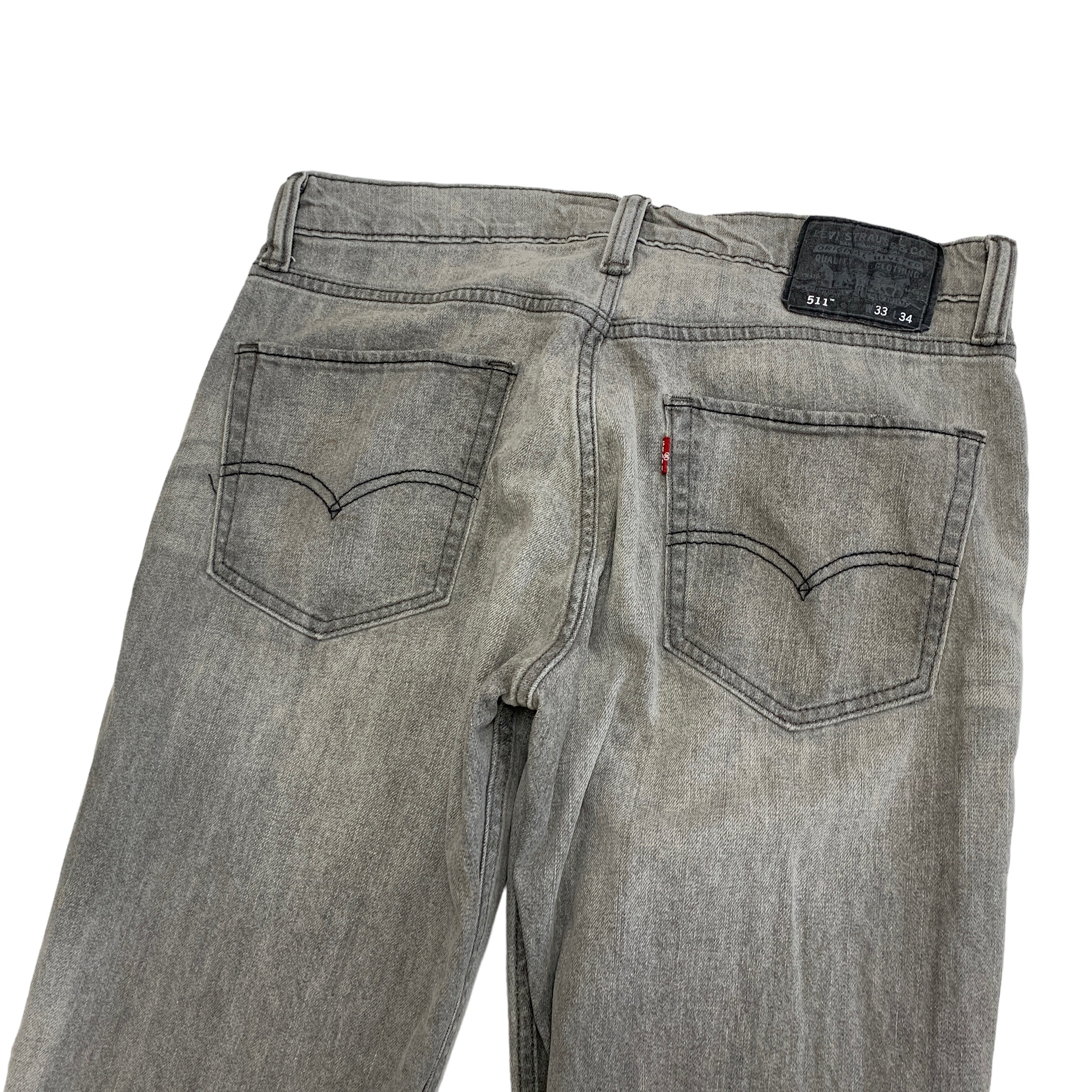 Levis 511 Jeans W33 L34 Mens Grey Slim Fit Stretch Denim