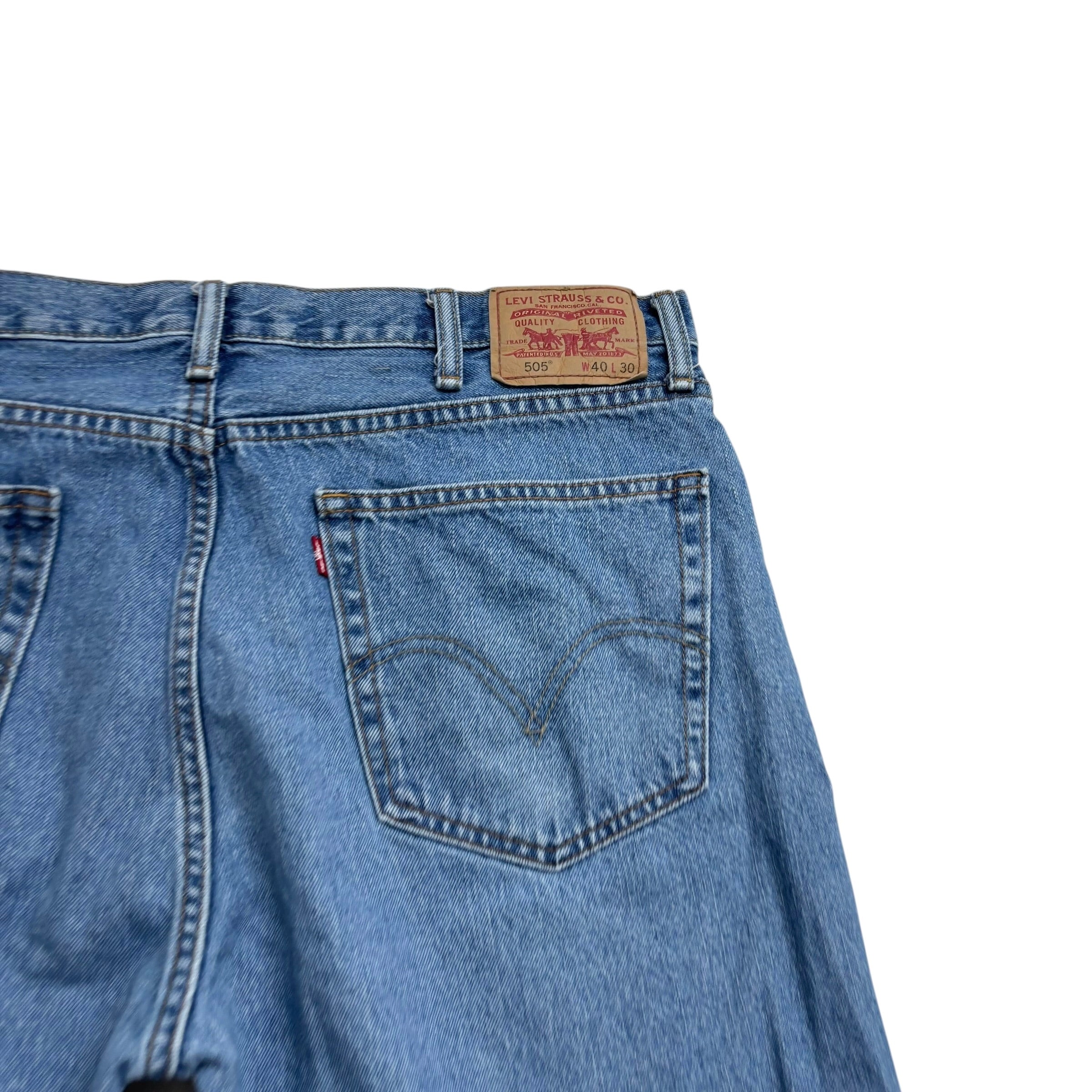 Levis 505 Jeans W40 L27 Mens Mid Blue Relaxed Straight Fit Vintage Denim (E)