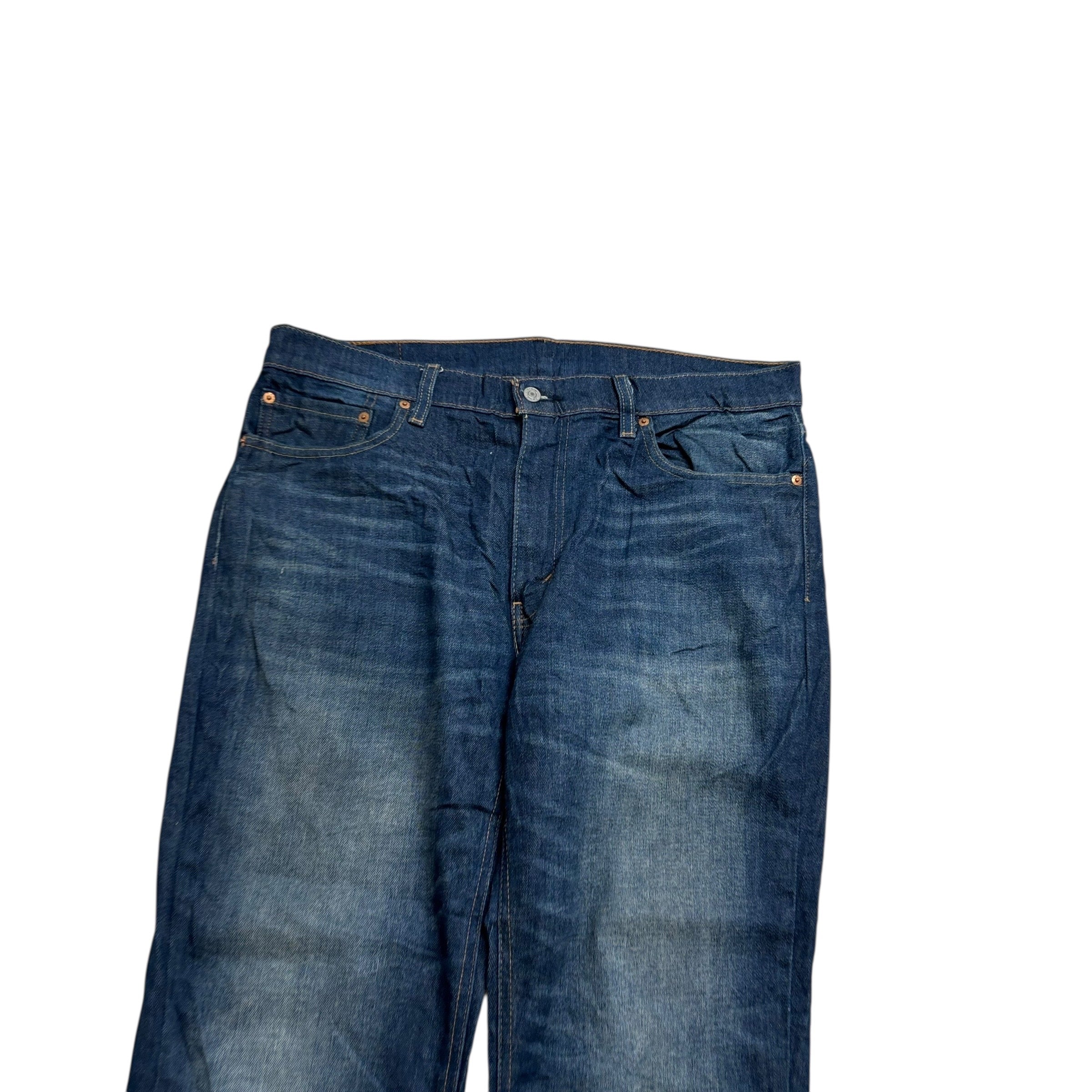 Levis 541 Jeans W38 L30 Mens Dark Blue Athletic Tapered Fit Stretch Denim (E)