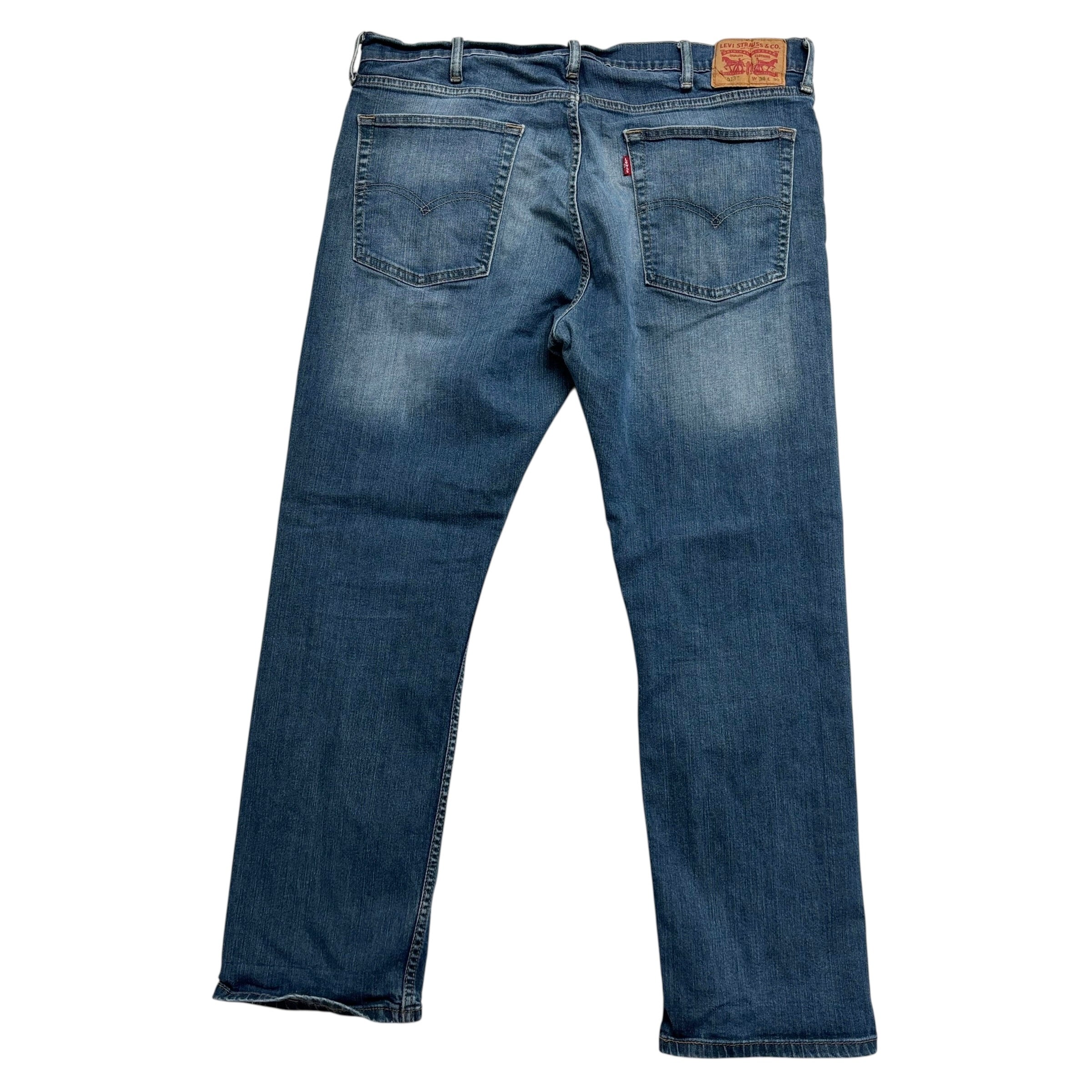 Levis 513 Jeans W38 L30 Mens Dark Blue Slim Straight Fit Stretch Denim (F)