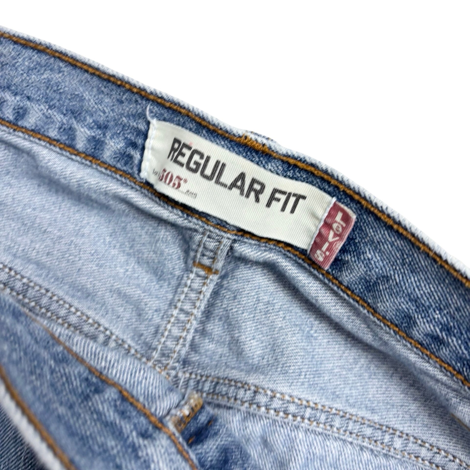Levis 505 Jeans W38 L34 Mens Light Blue Regular Straight Fit Vintage Denim (E)