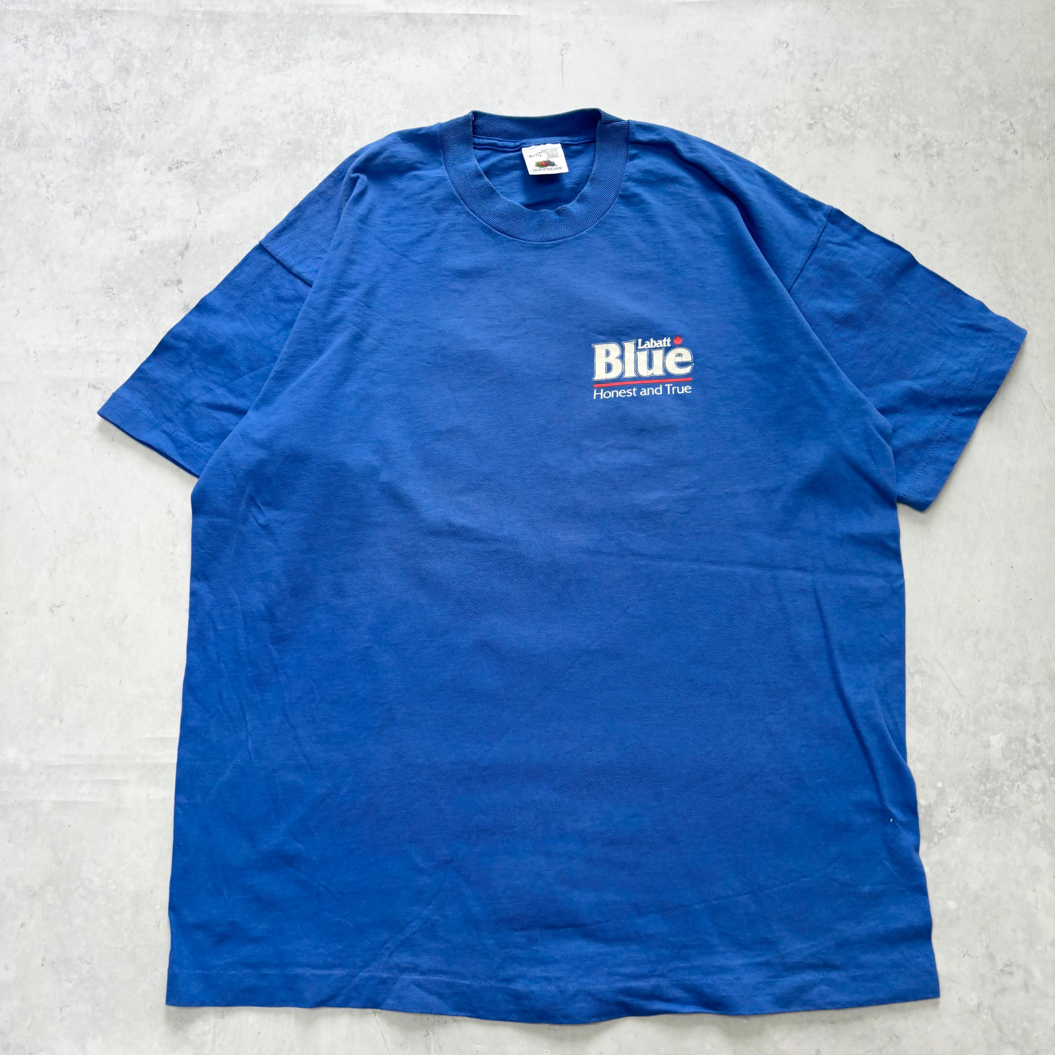Vintage T Shirt Mens XL Blue Single Stitch Graphic Print 90s USA Beer (E)