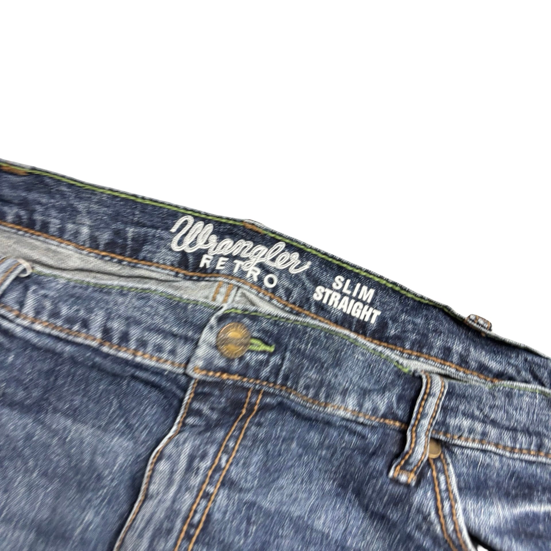 Wrangler Jeans W42 L32 Mens Dark Blue Regular Straight Fit Stretch Denim (E)