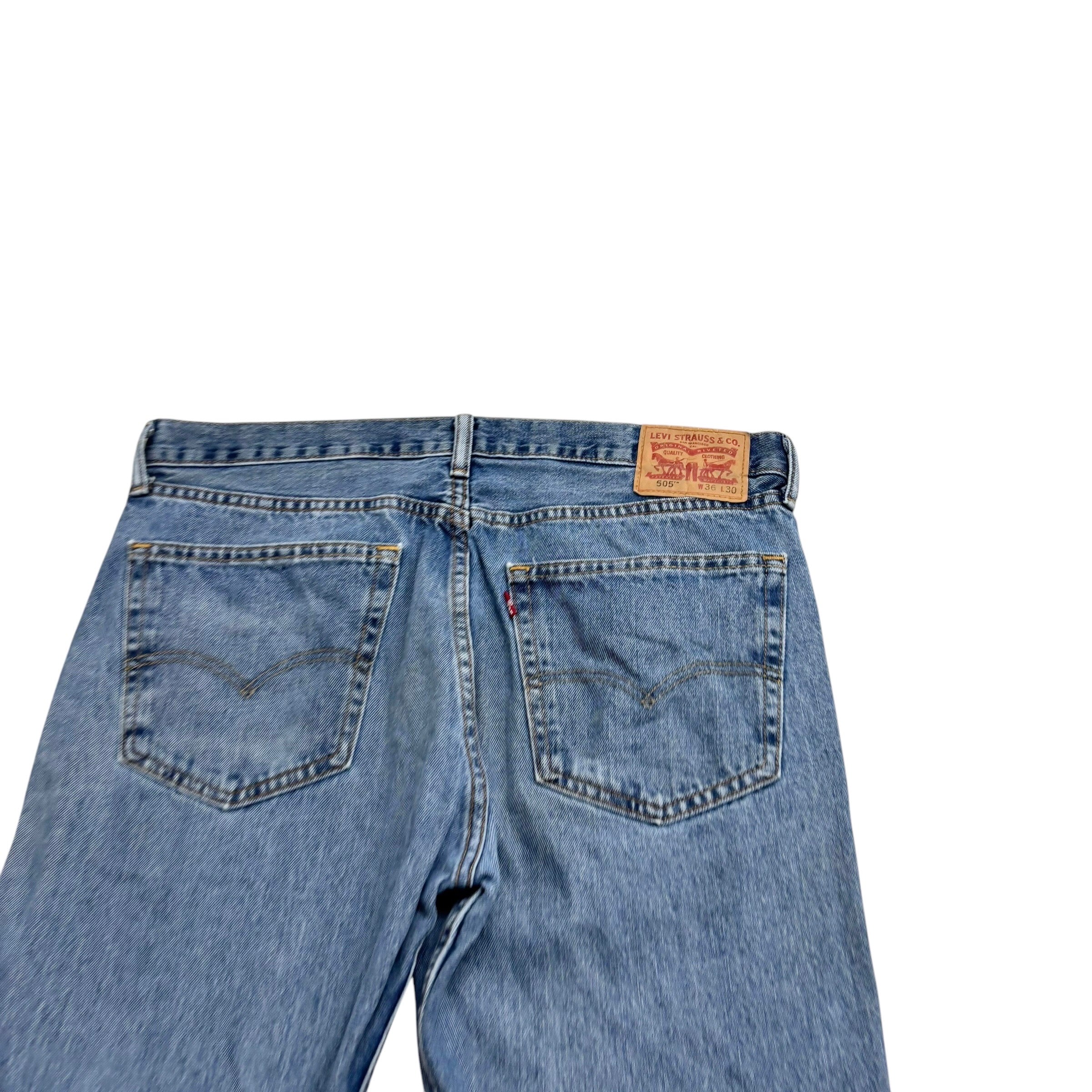 Levis 505 Jeans W36 L30 Mens Light Blue Regular Straight Fit Denim