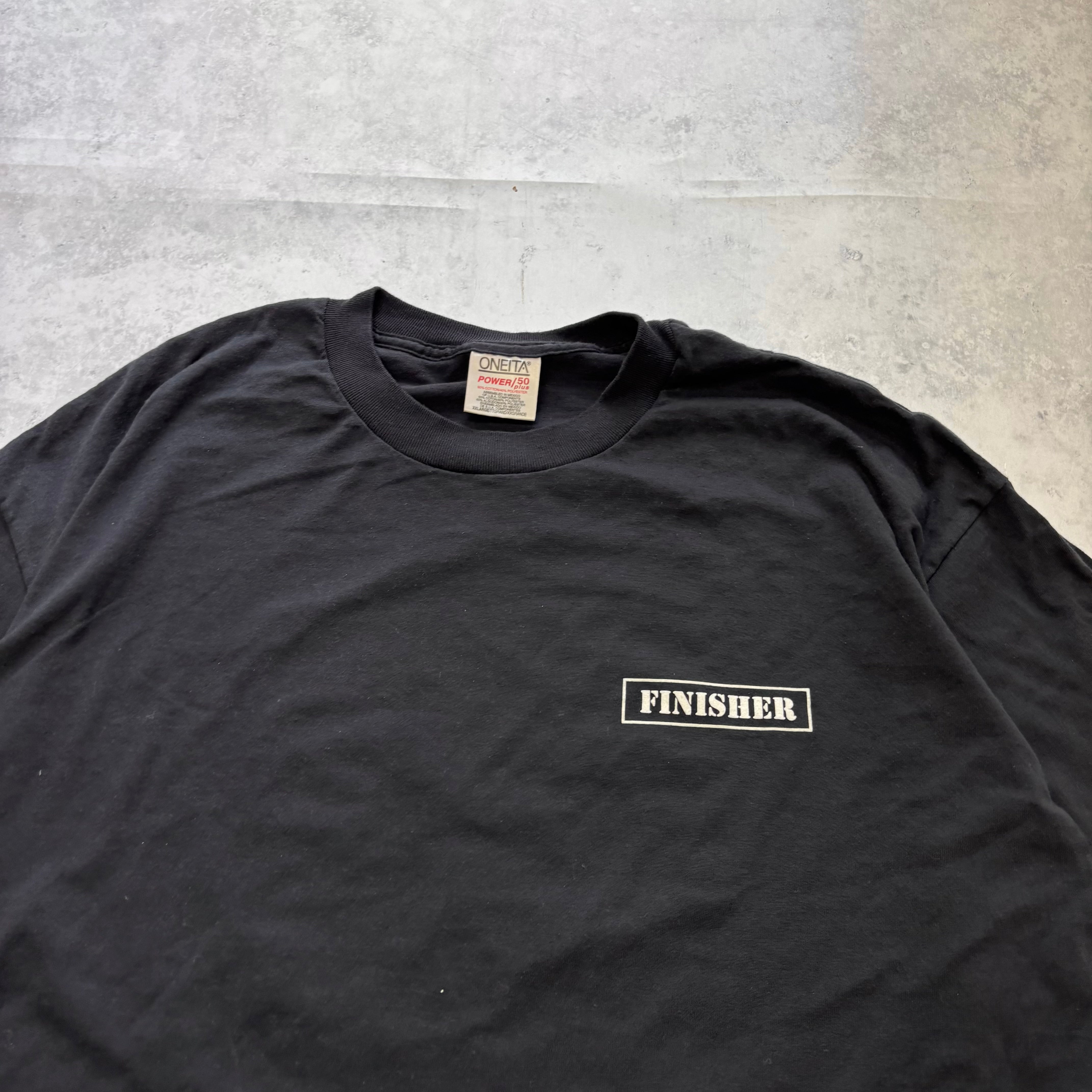 Vintage T Shirt Mens XXL Black Single Stitch Graphic Print 90s Run Race (E)