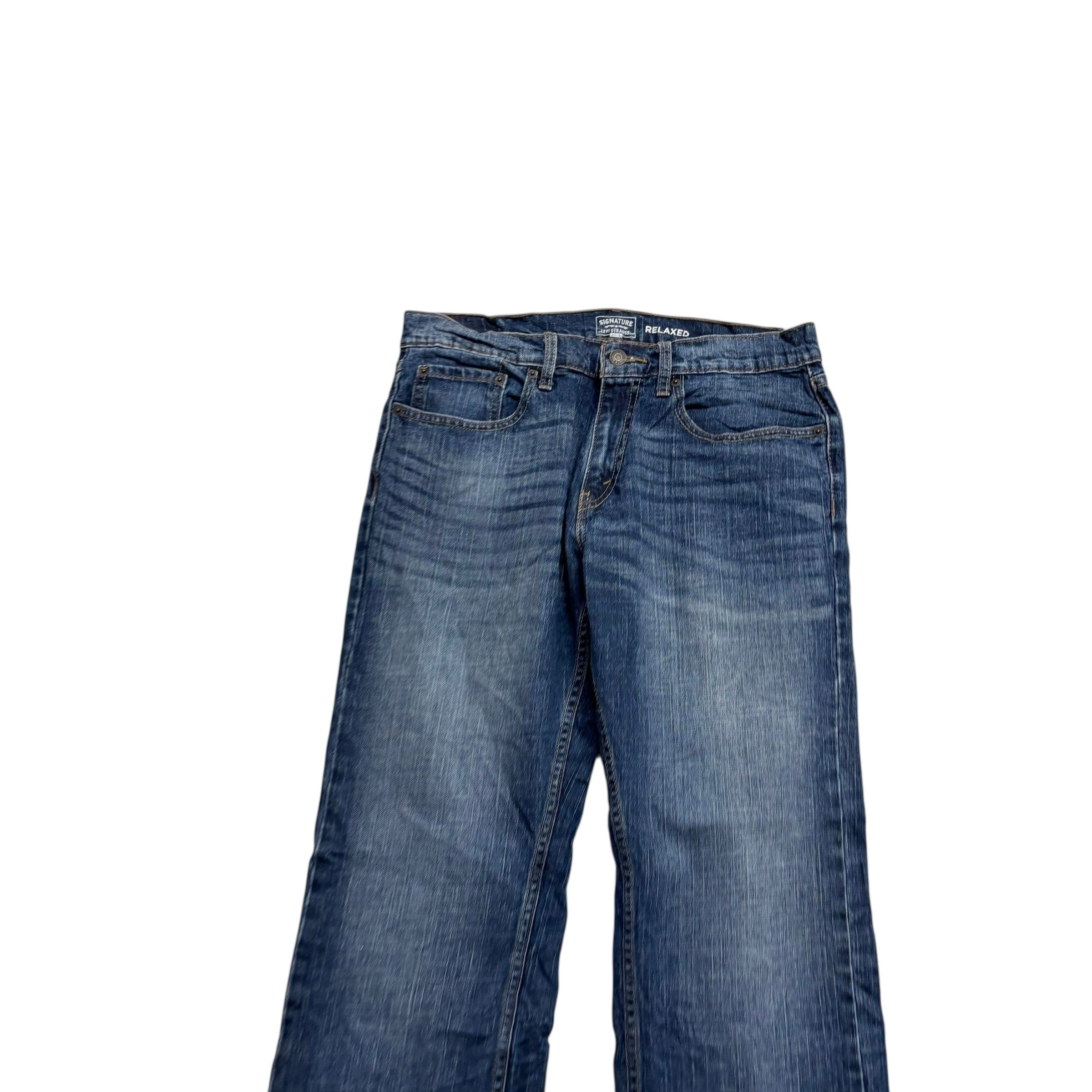 Levis Signature Jeans W32 L30 Mens Dark Blue Baggy Relaxed Fit Stretch (E)