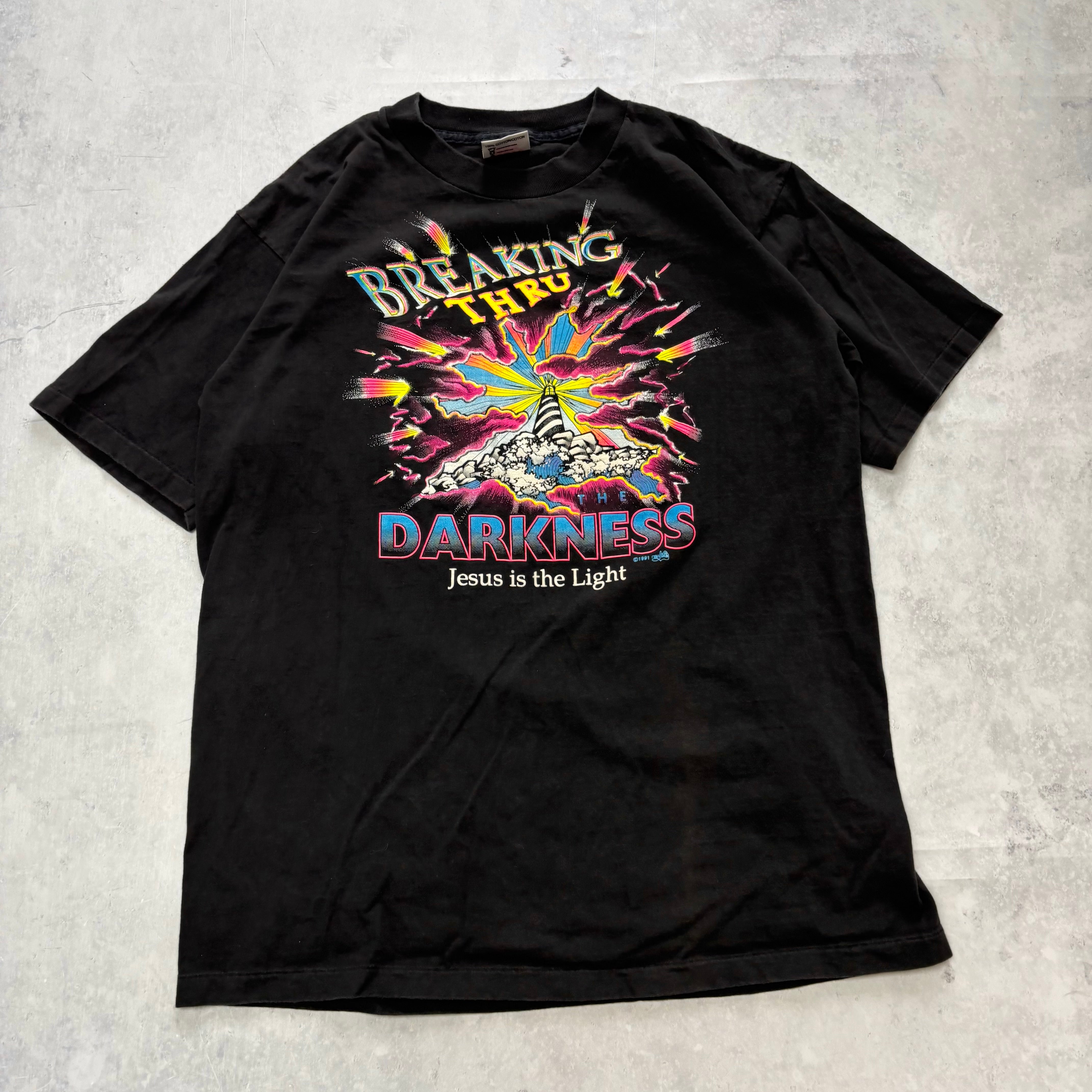 Vintage T Shirt Mens Large Black Single Stitch Graphic Print 90s USA (E)