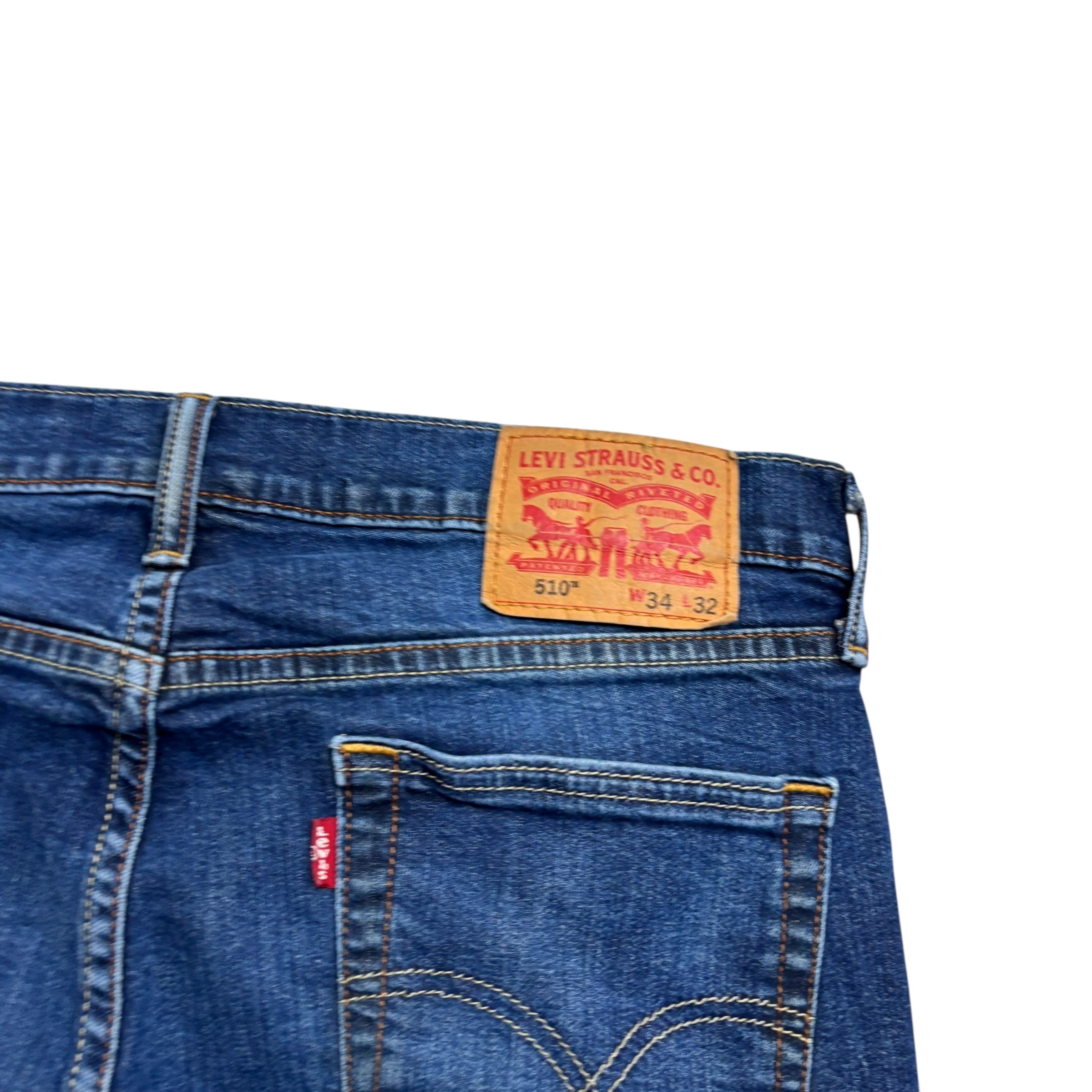 Levis 510 Jeans W34 L29 Mens Dark Blue Skinny Fit Stretch Denim (E)