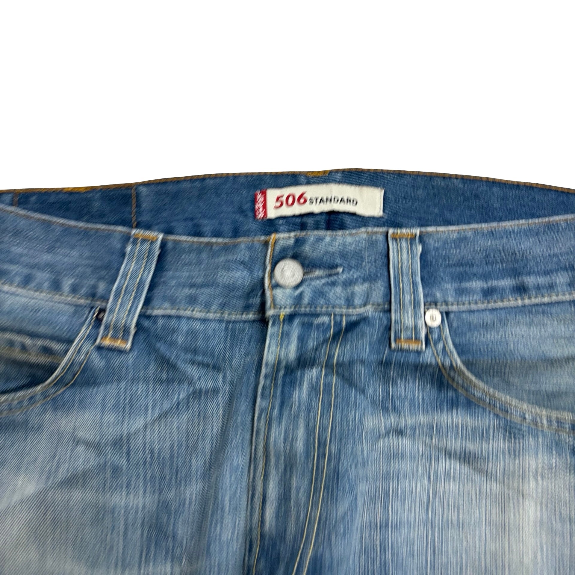 Levis 506 Jeans W36 L29 Mens Mid Blue Relaxed Straight Fit Vintage Denim (F)