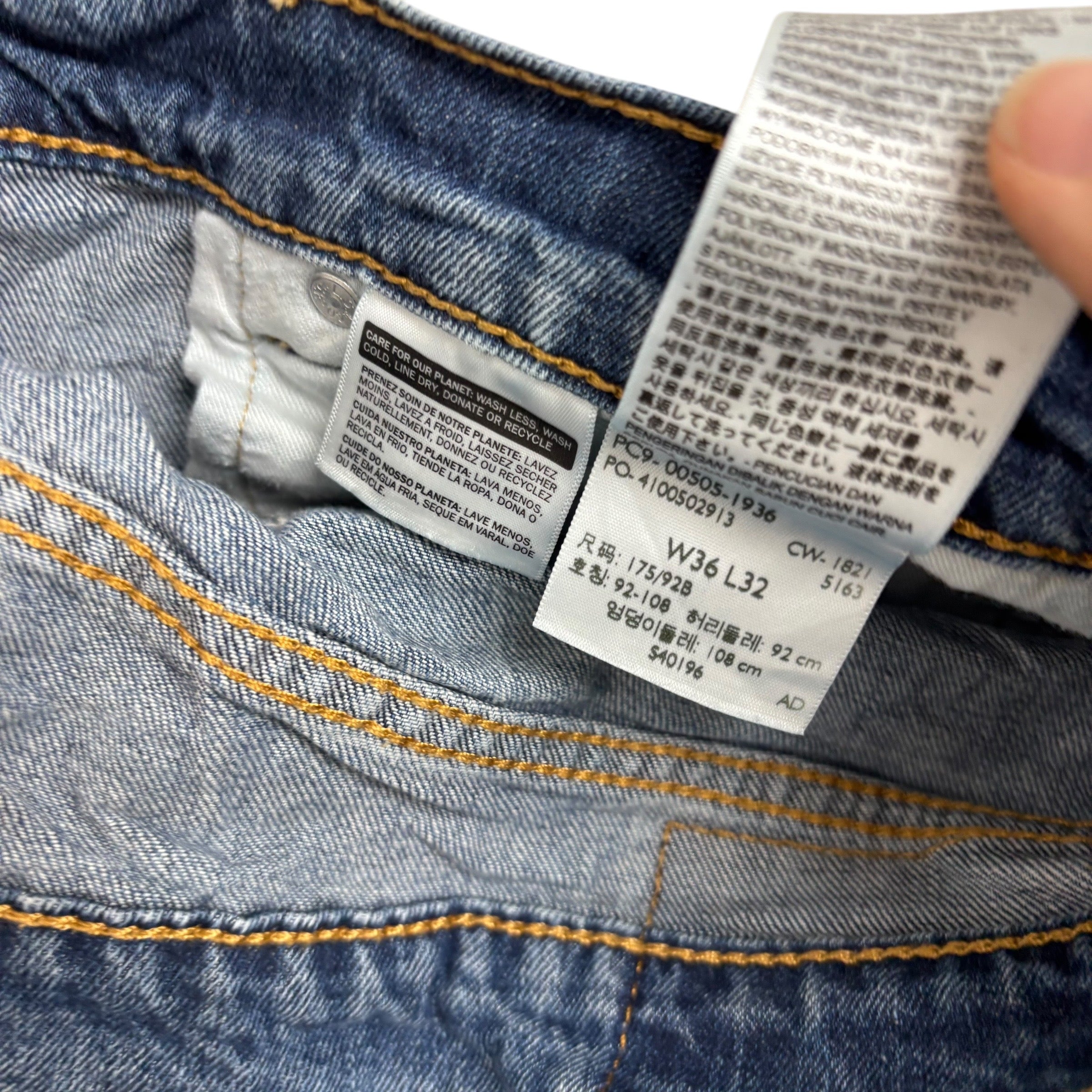 Levis 505 Jeans W36 L32 Mens Mid Blue Regular Straight Fit Stretch Denim (E)