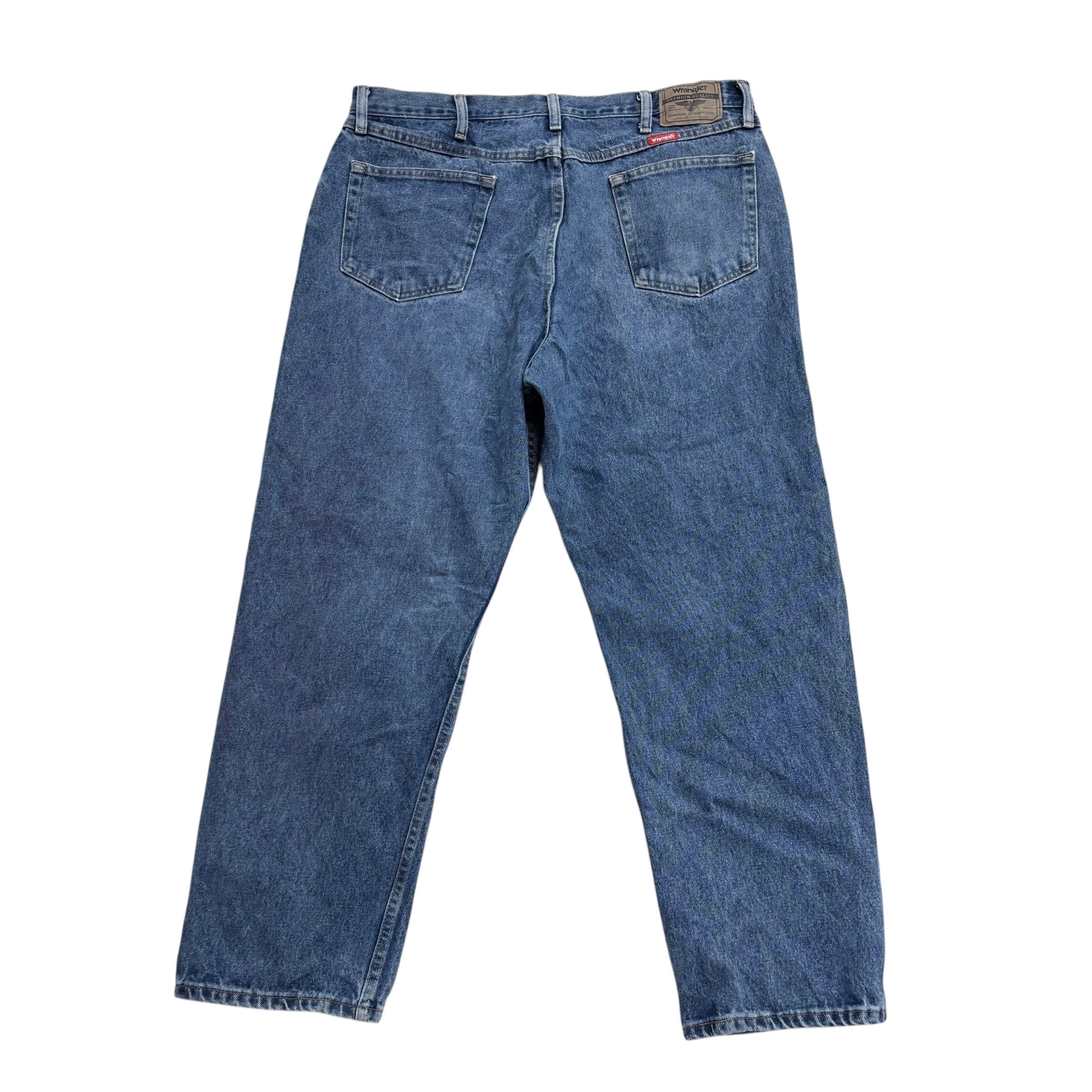 Wrangler Jeans W38 L30 Mens Mid Blue Relaxed Straight Fit Denim (E)