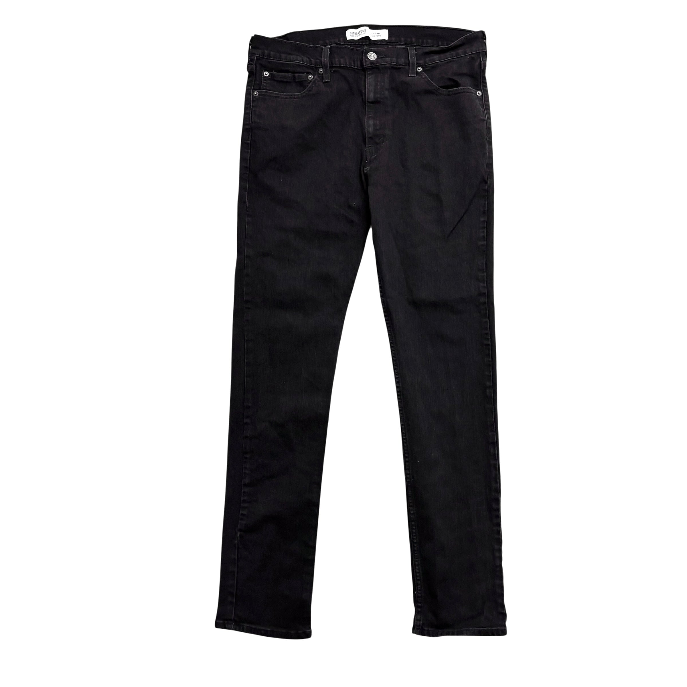 Levis Signature Jeans W36 L32 Mens Black Skinny Fit Stretch Denim (E)