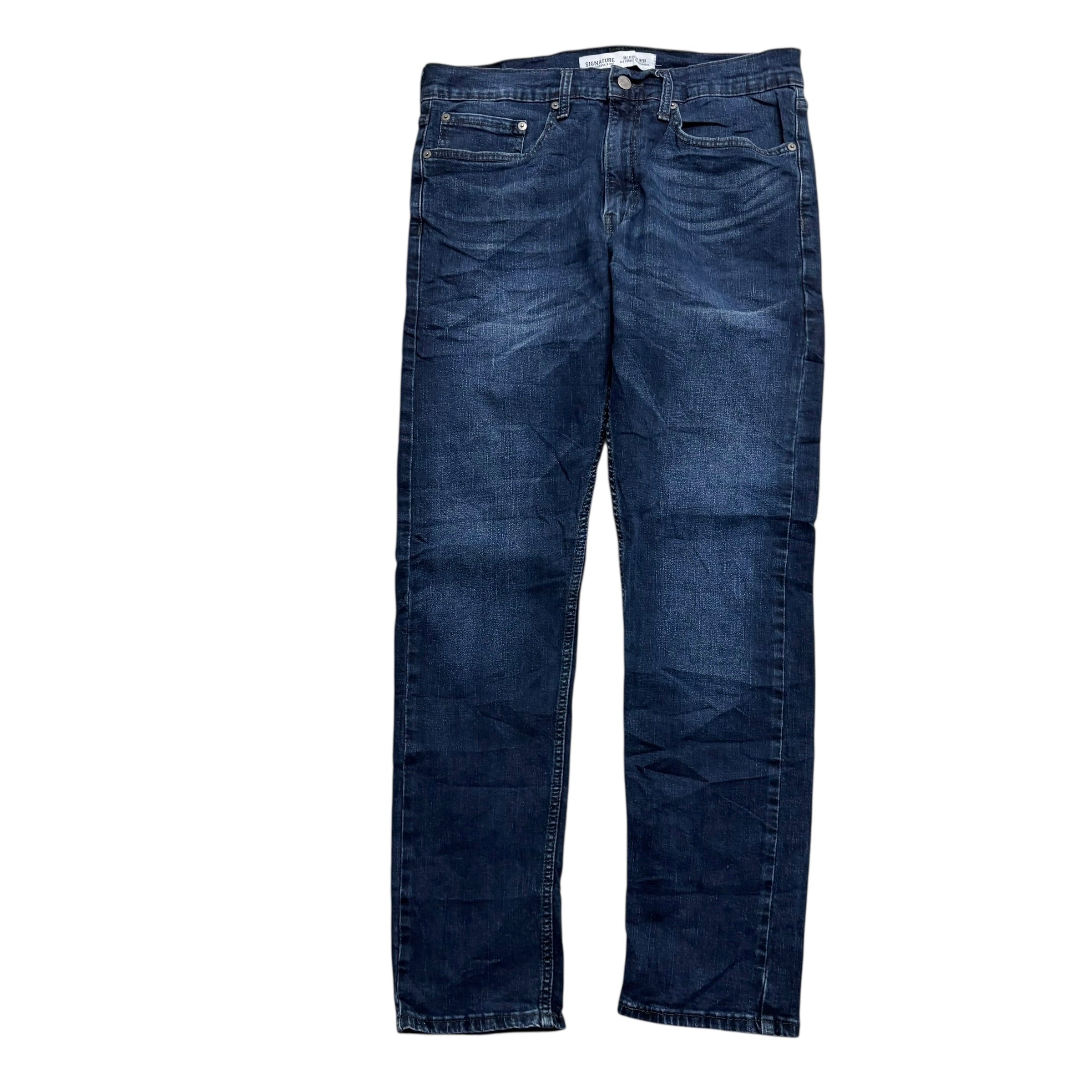 Levis Signature Jeans W34 L32 Mens Navy Blue Regular Tapered Fit Stretch (E)