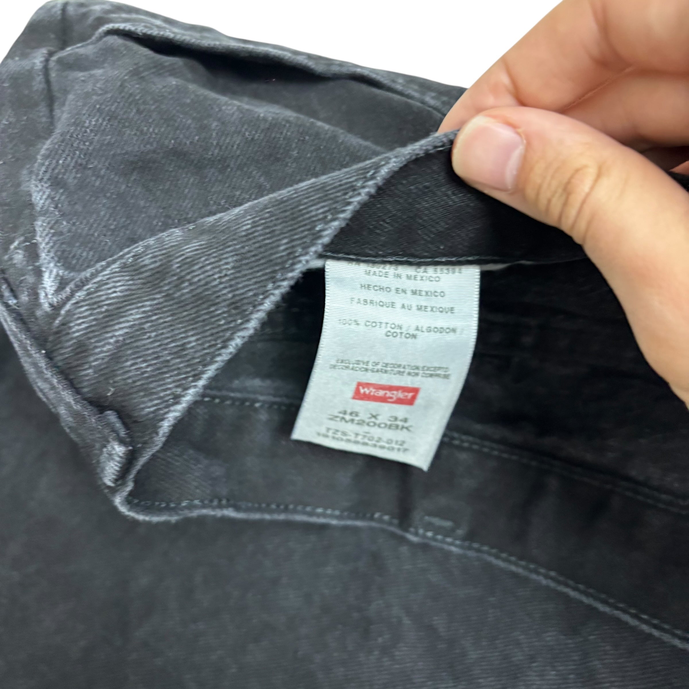 Wrangler Jeans W46 L34 Mens Black Baggy Relaxed Straight Fit Denim (E)