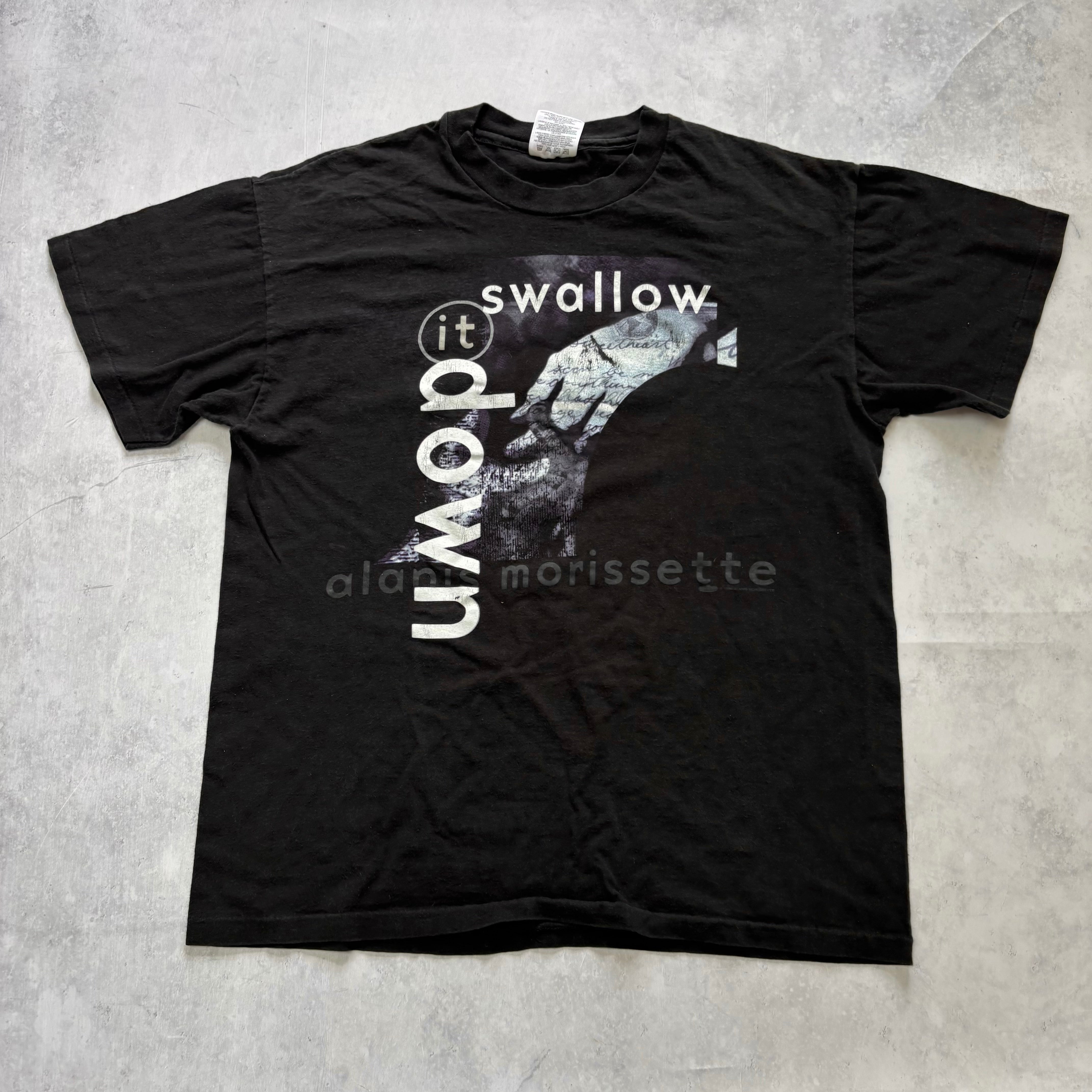 Vintage T Shirt Womens Large Black Alanis Morissette Tour Concert Music (E)