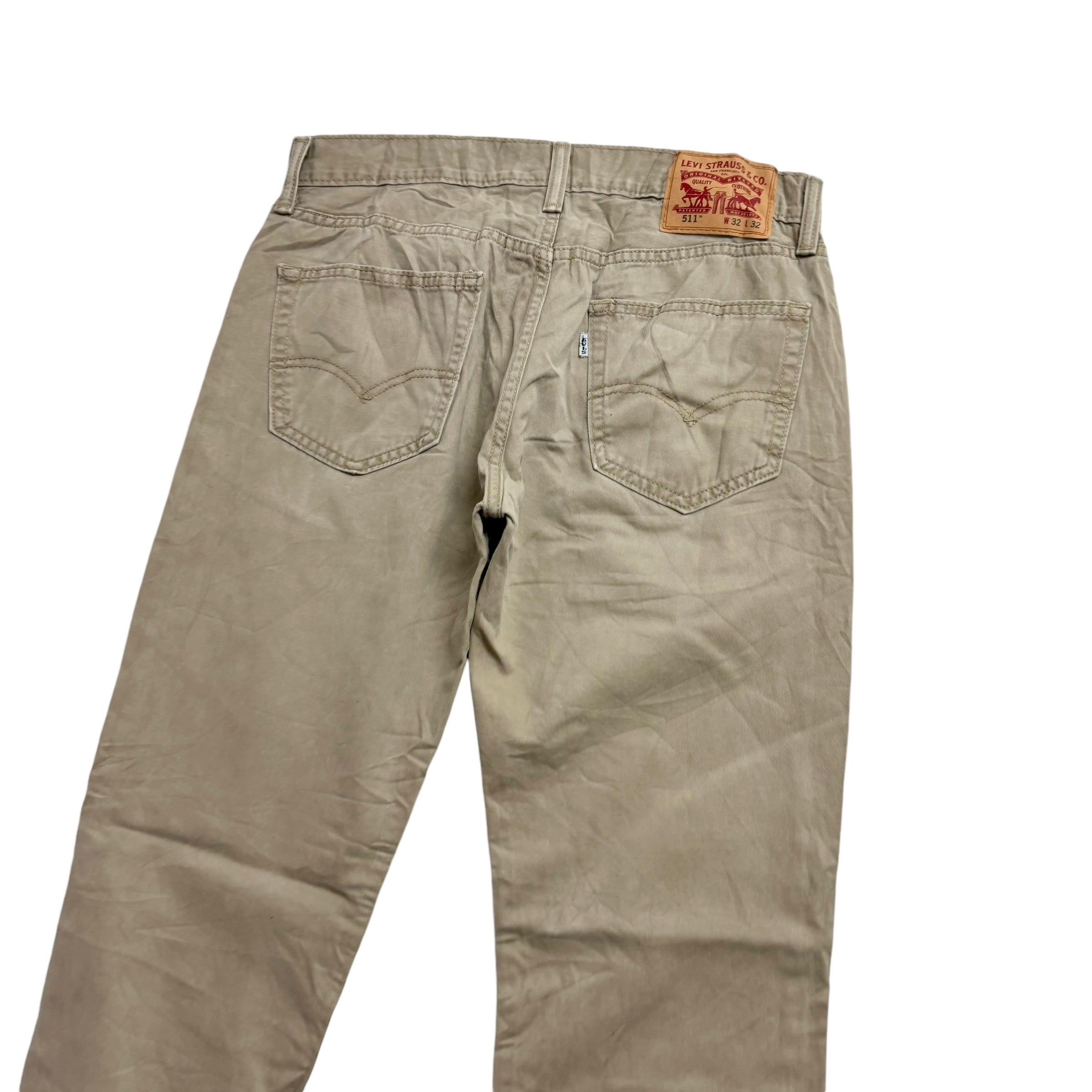 Levis 511 Trousers W32 L31 Mens Beige Tan Slim Fit Cotton Pants