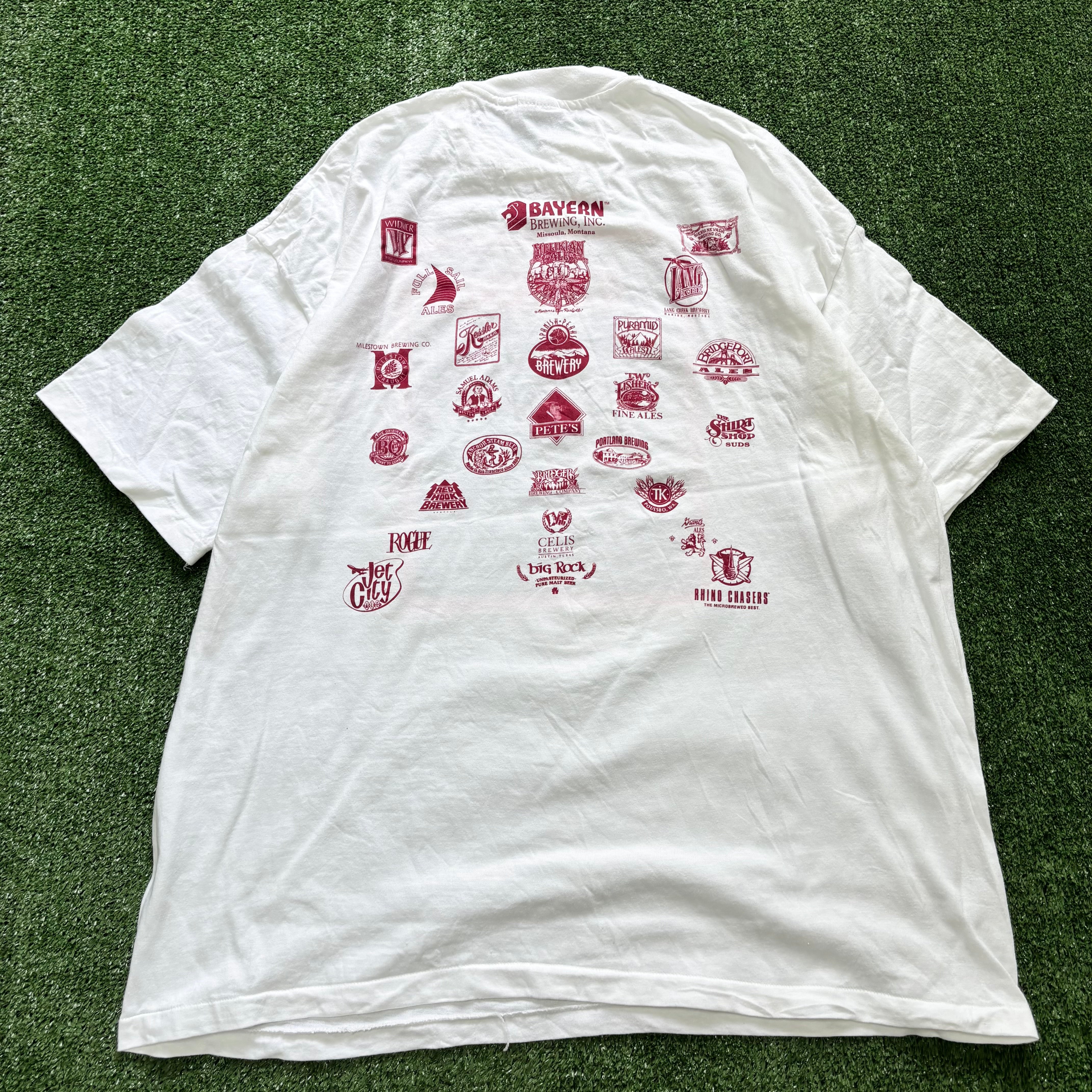 Vintage T Shirt Mens XXL White Single Stitch Graphic Print 90s USA Beer (E)