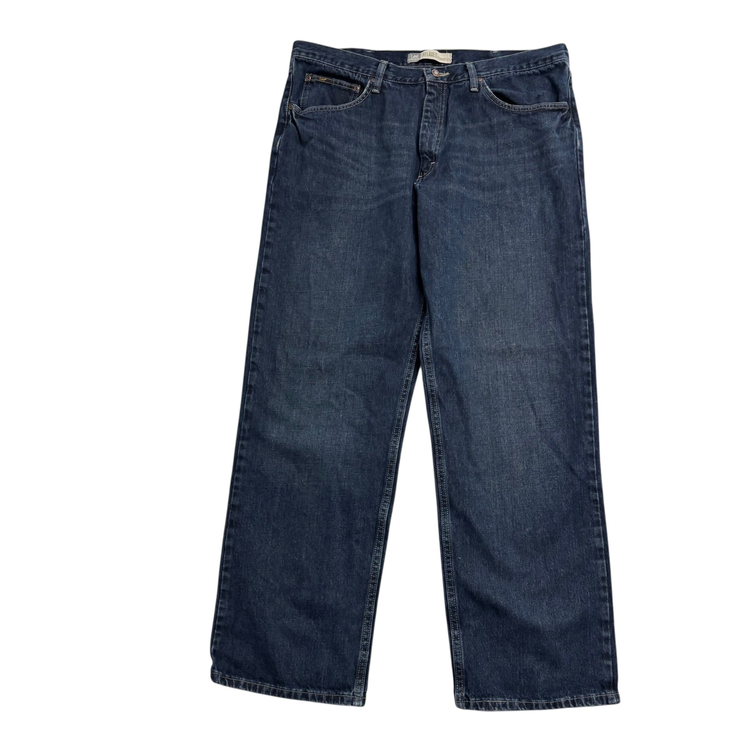 Lee Jeans W40 L32 Mens Dark Blue Baggy Relaxed Straight Fit Vintage Denim