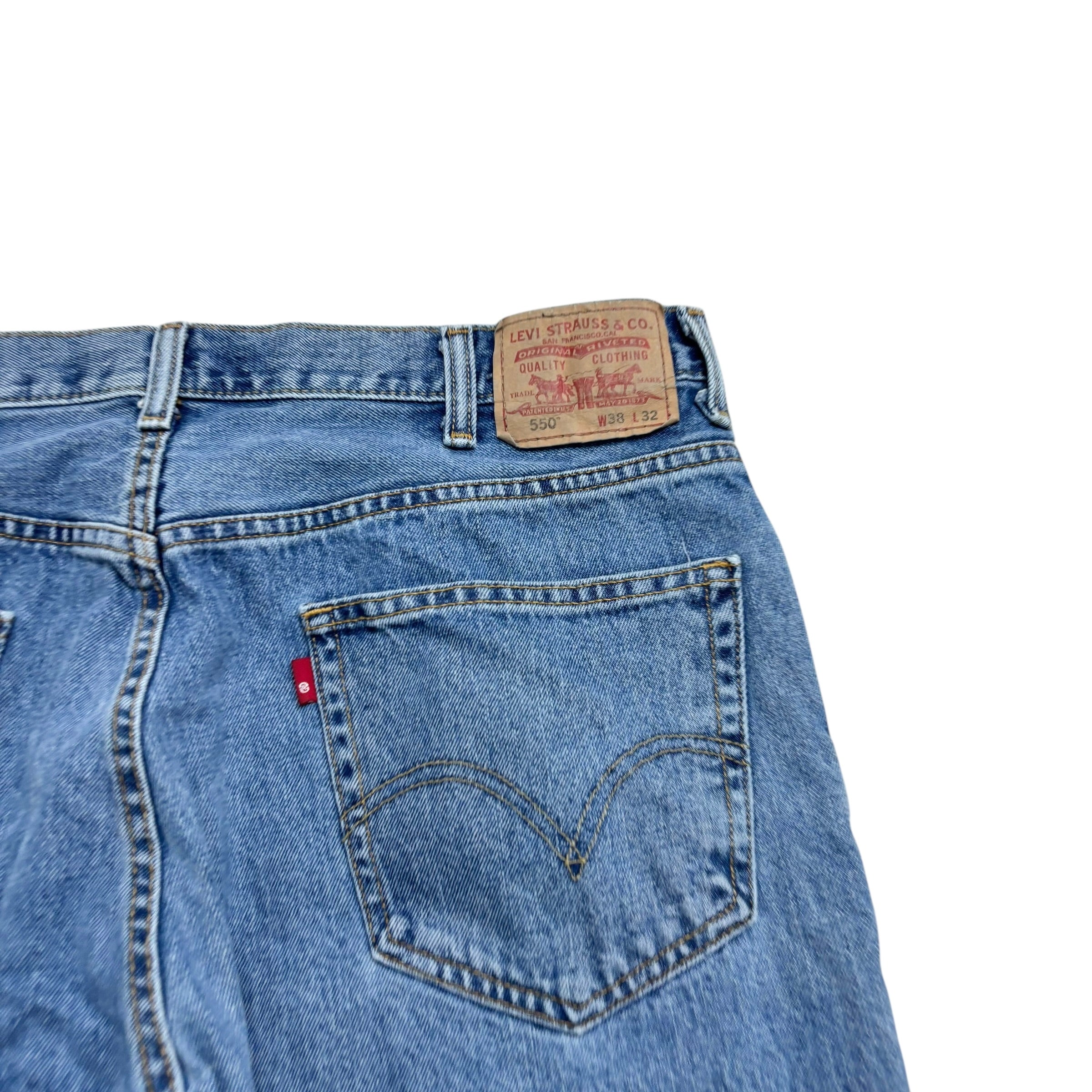 Levis 550 Jeans W38 L32 Mens Mid Blue Relaxed Straight Fit Vintage Denim (E)