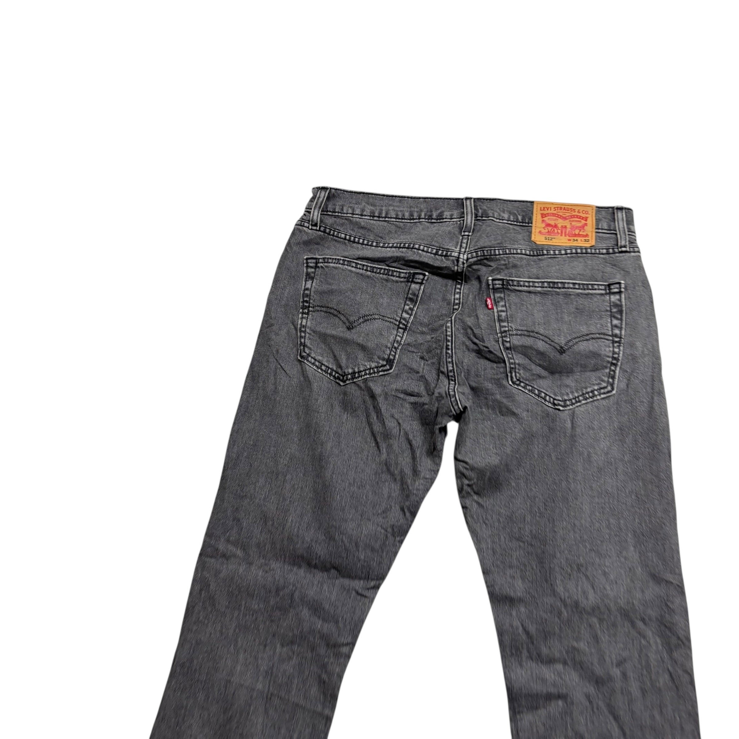 Levis 512 Jeans W34 L32 Mens Grey Slim Tapered Fit Stretch Denim (E)