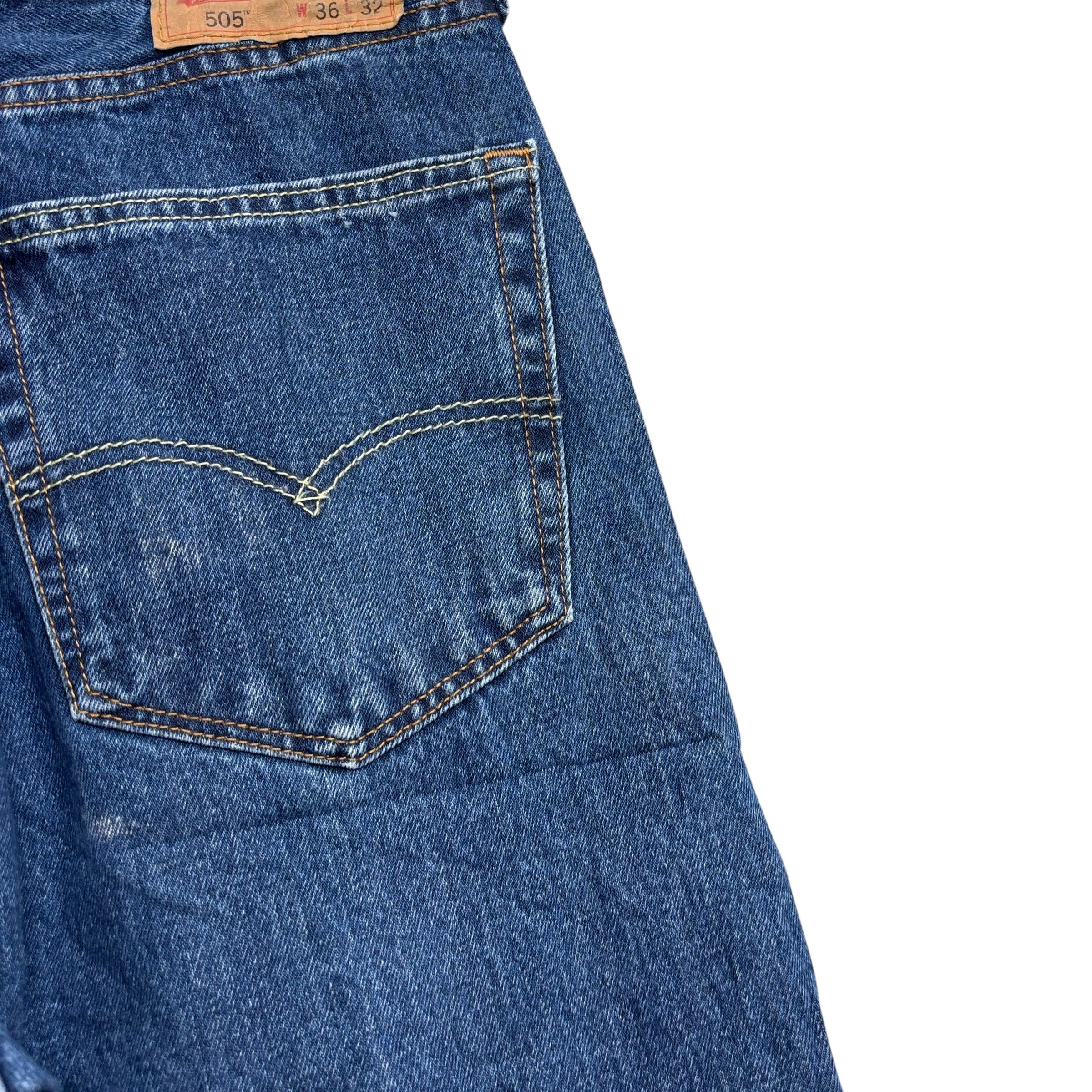 Levis 505 Jeans W36 L32 Mens Mid Blue Regular Straight Fit Denim