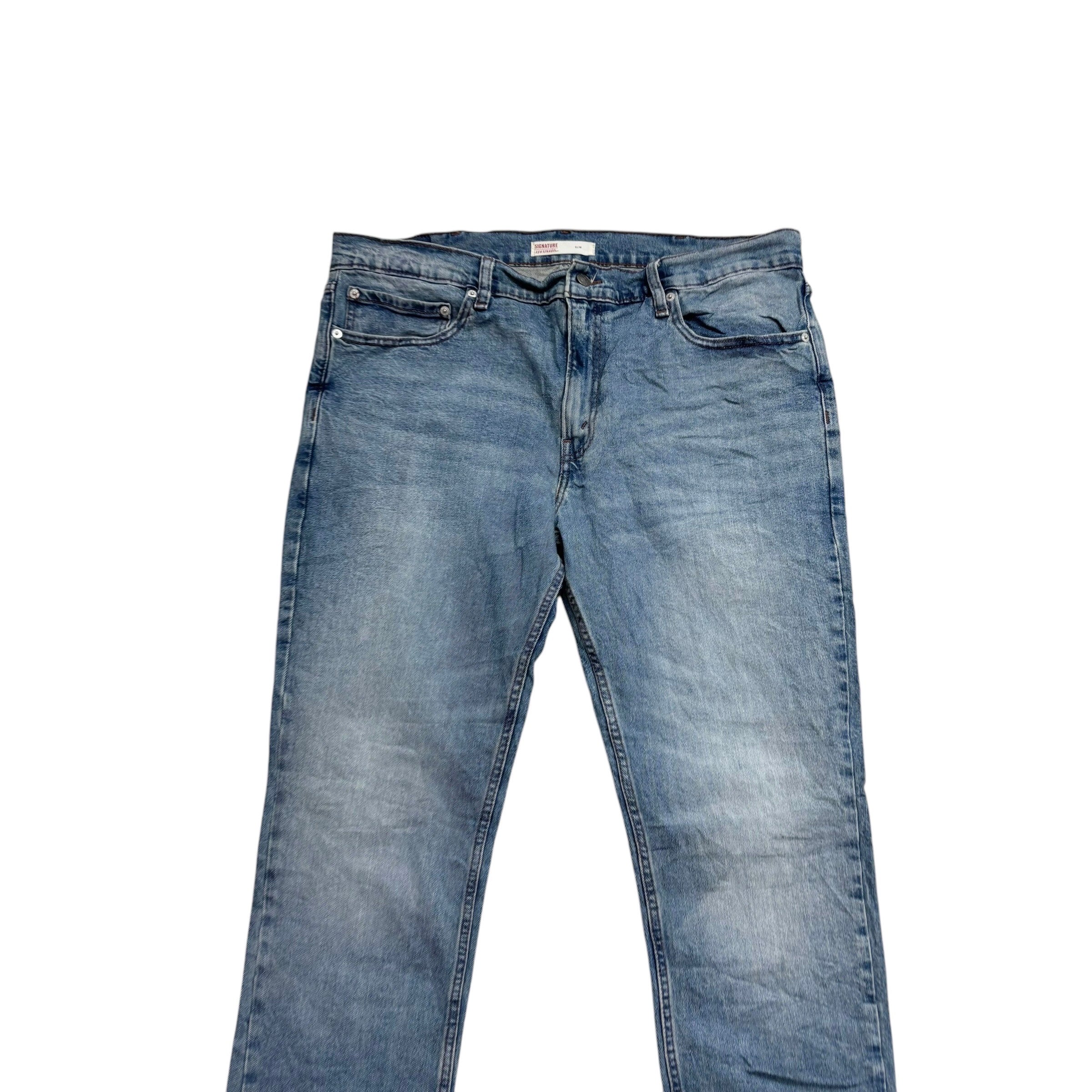 Levis Signature Jeans W38 L30 Mens Mid Blue Slim Fit Stretch Denim (E)