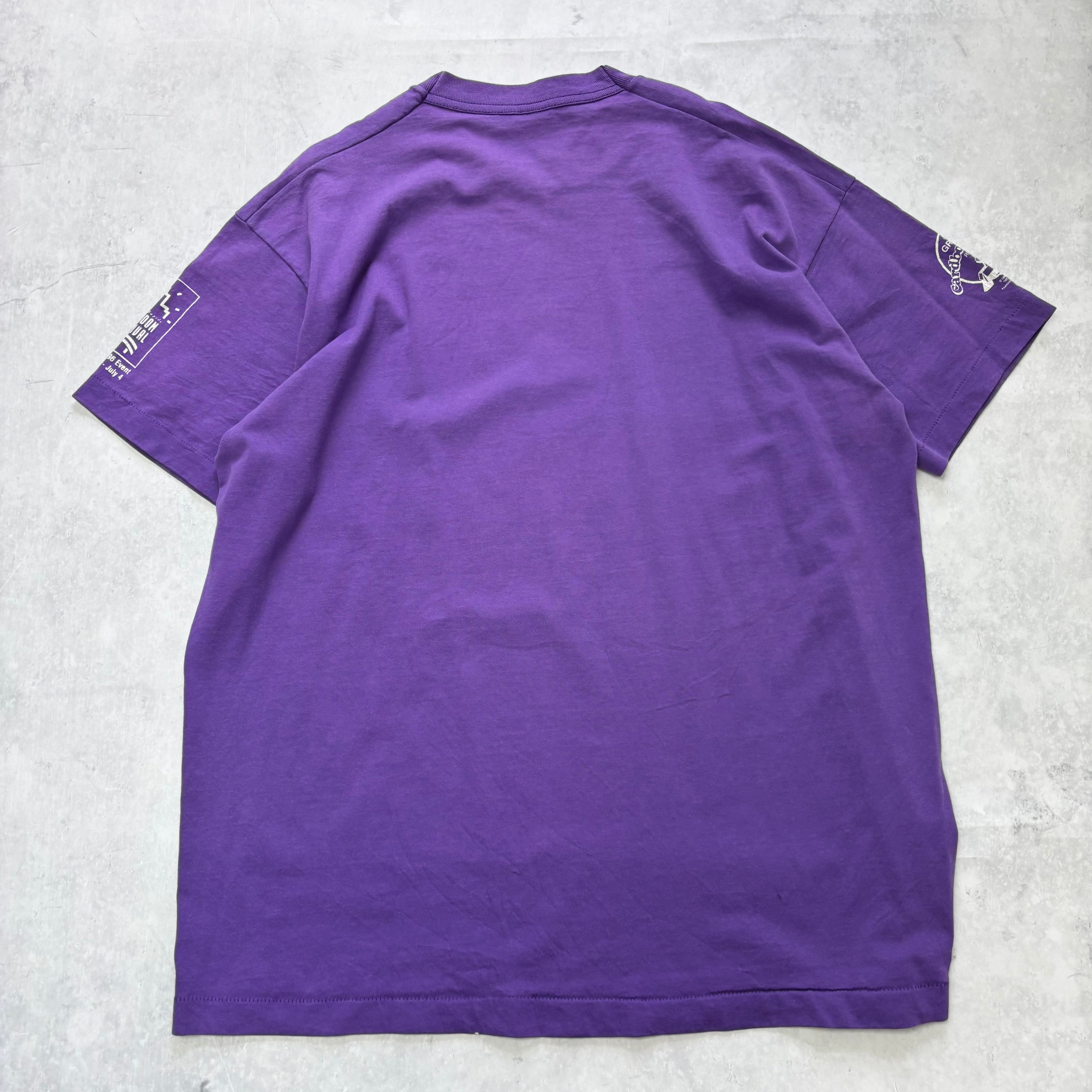 Vintage T Shirt Mens XL Purple Single Stitch Graphic Print 90s USA Boat (E)