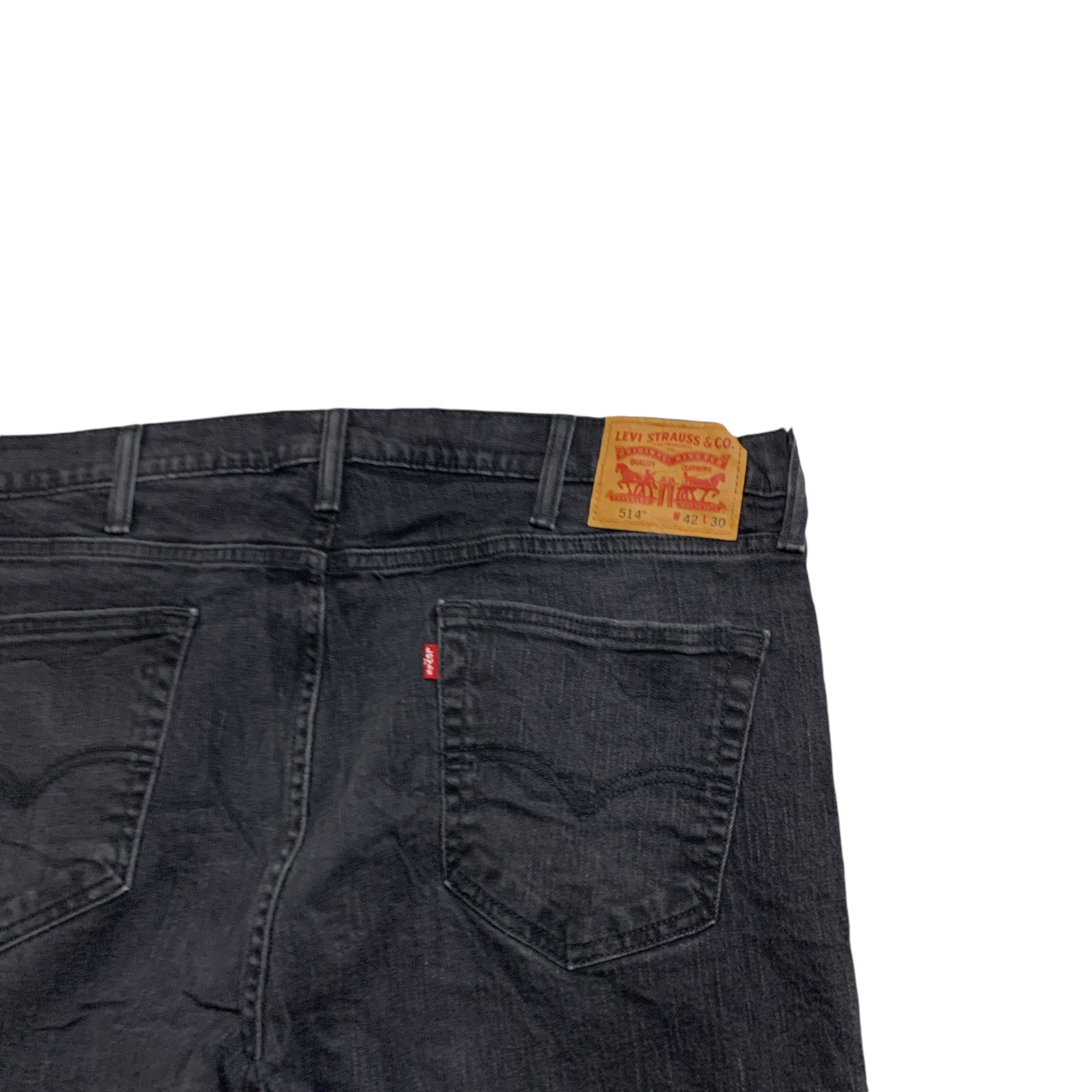 Levis 514 Jeans W42 L30 Mens Black Regular Straight Fit Stretch Denim