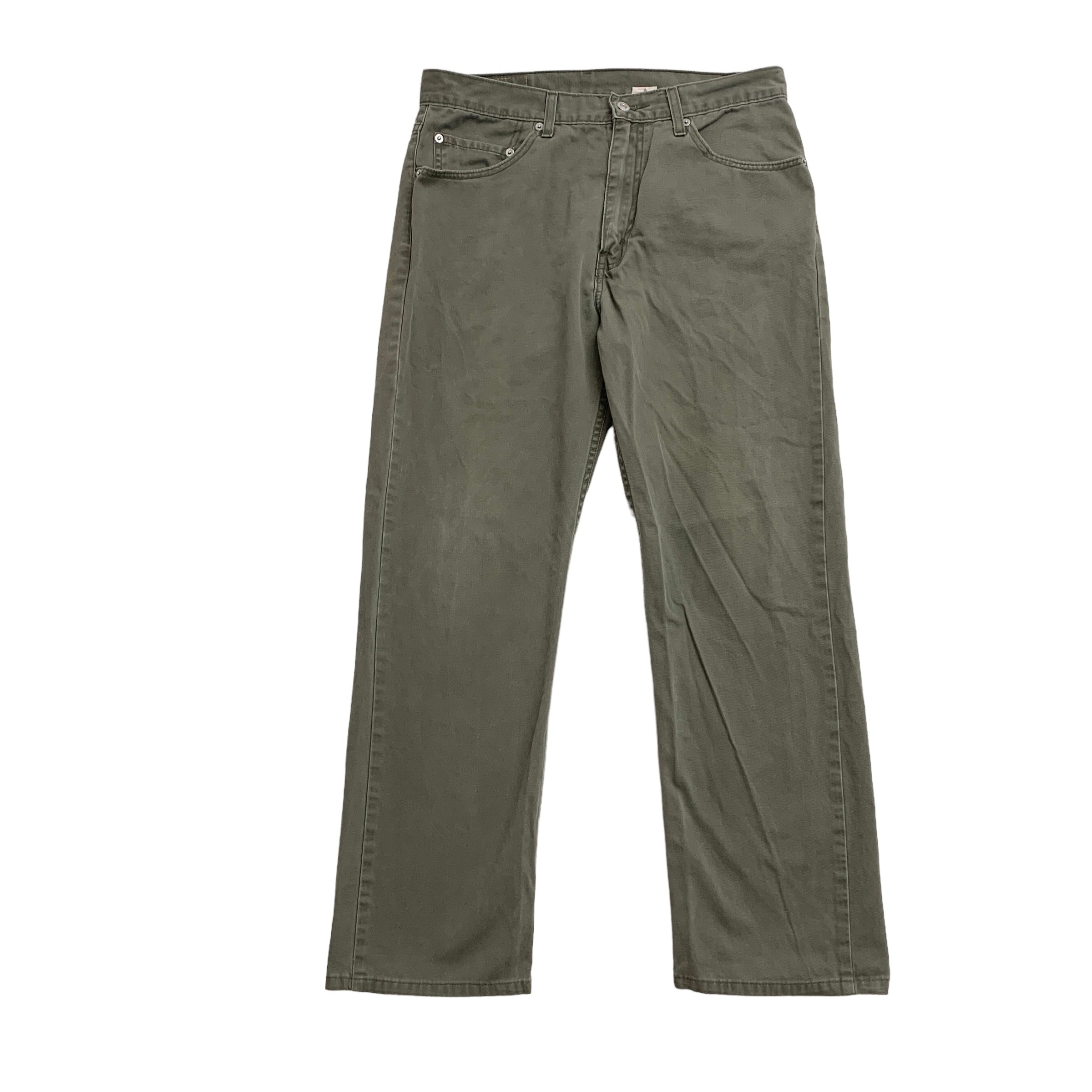 Levis 505 Trousers W34 L30 Mens Green Regular Straight Fit Cotton Pants