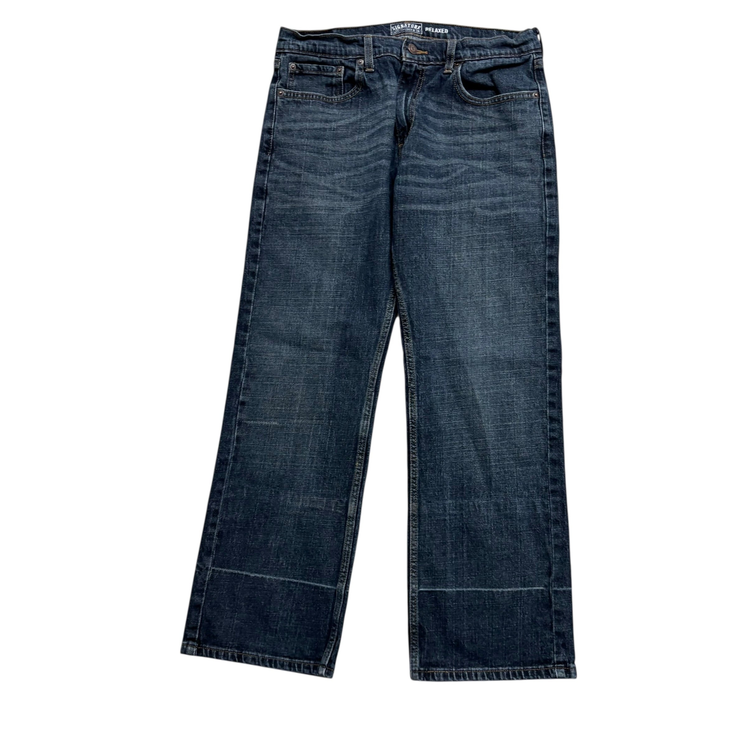 Levis Signature Jeans W32 L29 Mens Dark Blue Baggy Relaxed Fit Stretch Denim