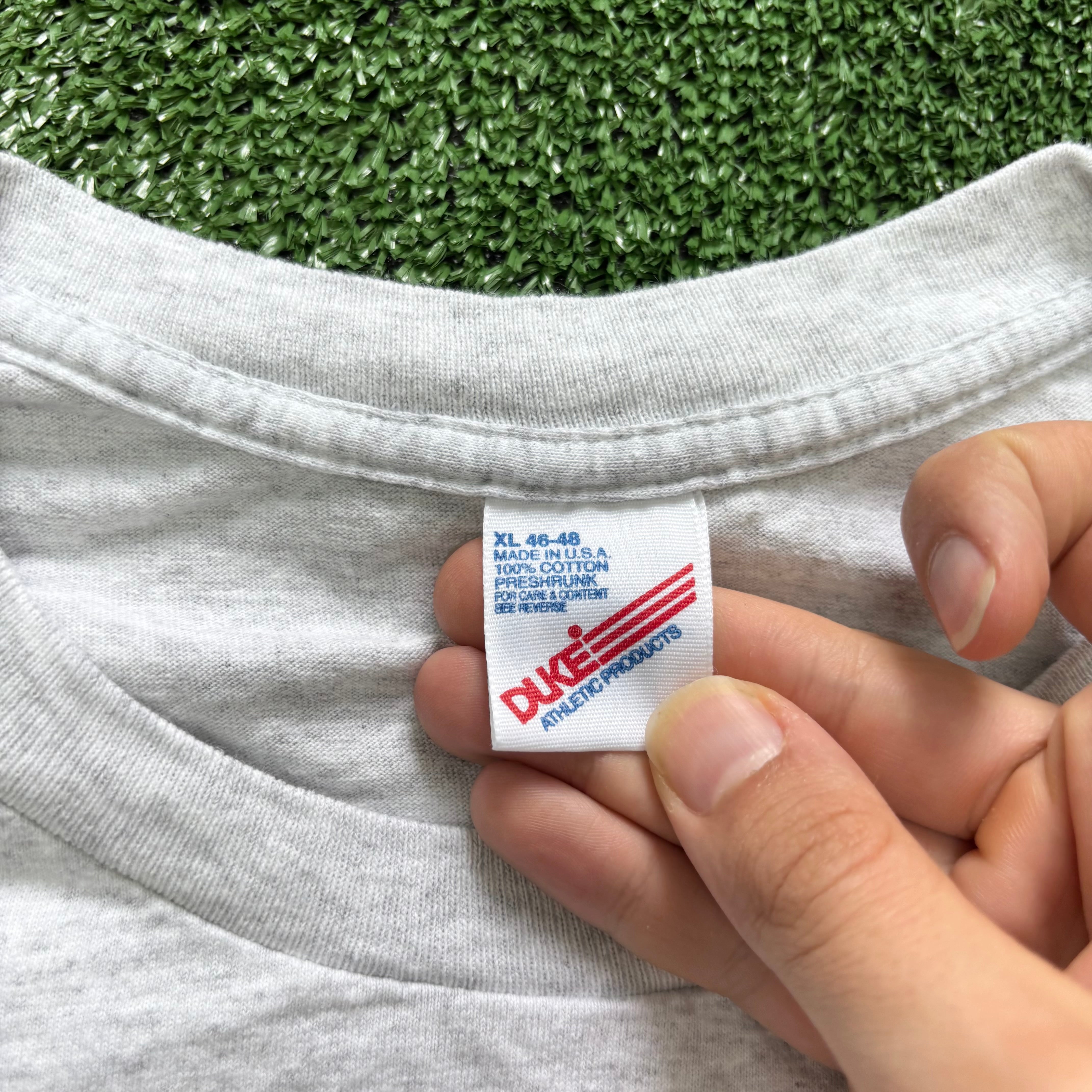 Vintage T Shirt Mens XL Grey Single Stitch Graphic Print 90s USA College (E)