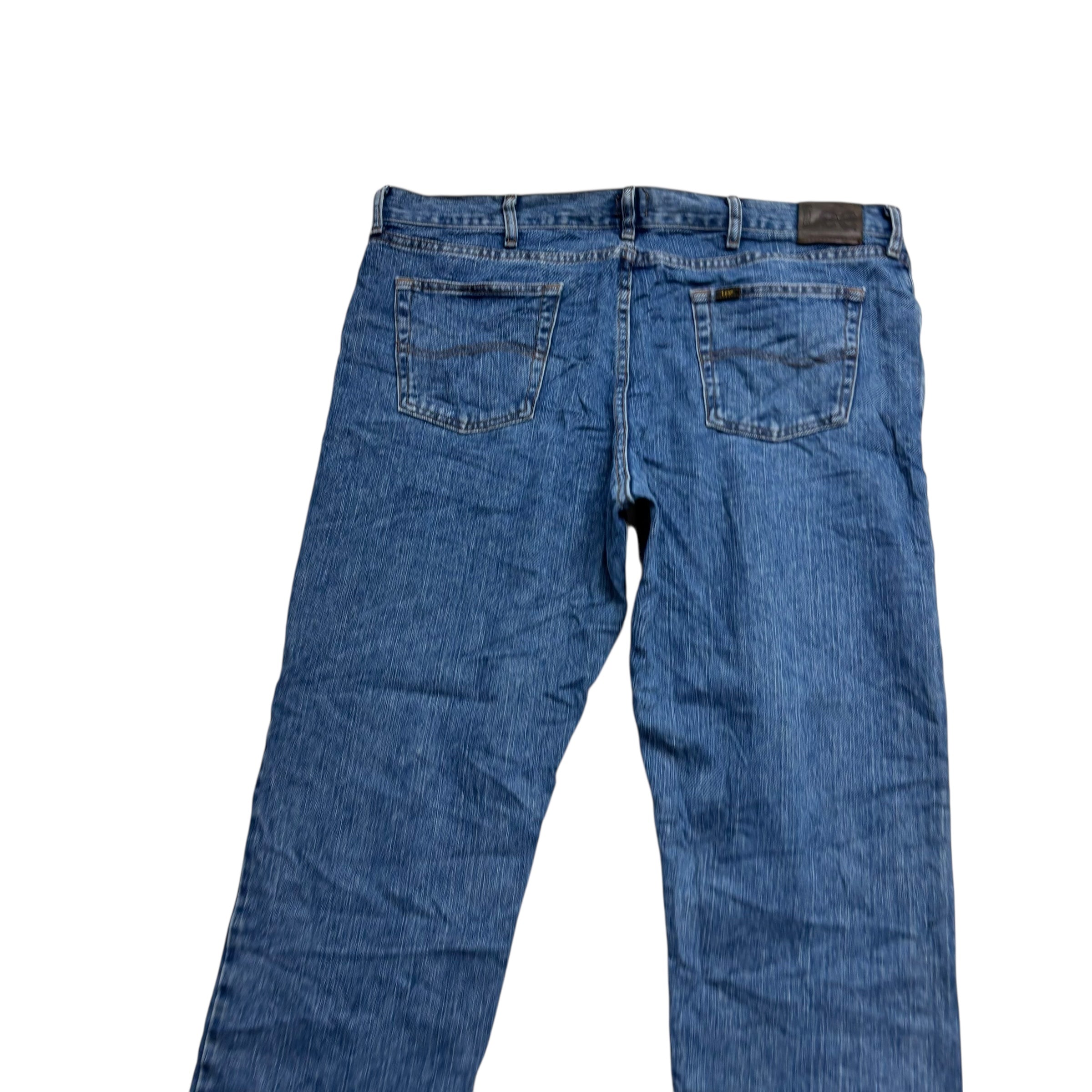 Lee Jeans W42 L30 Mens Mid Blue Regular Straight Fit Denim