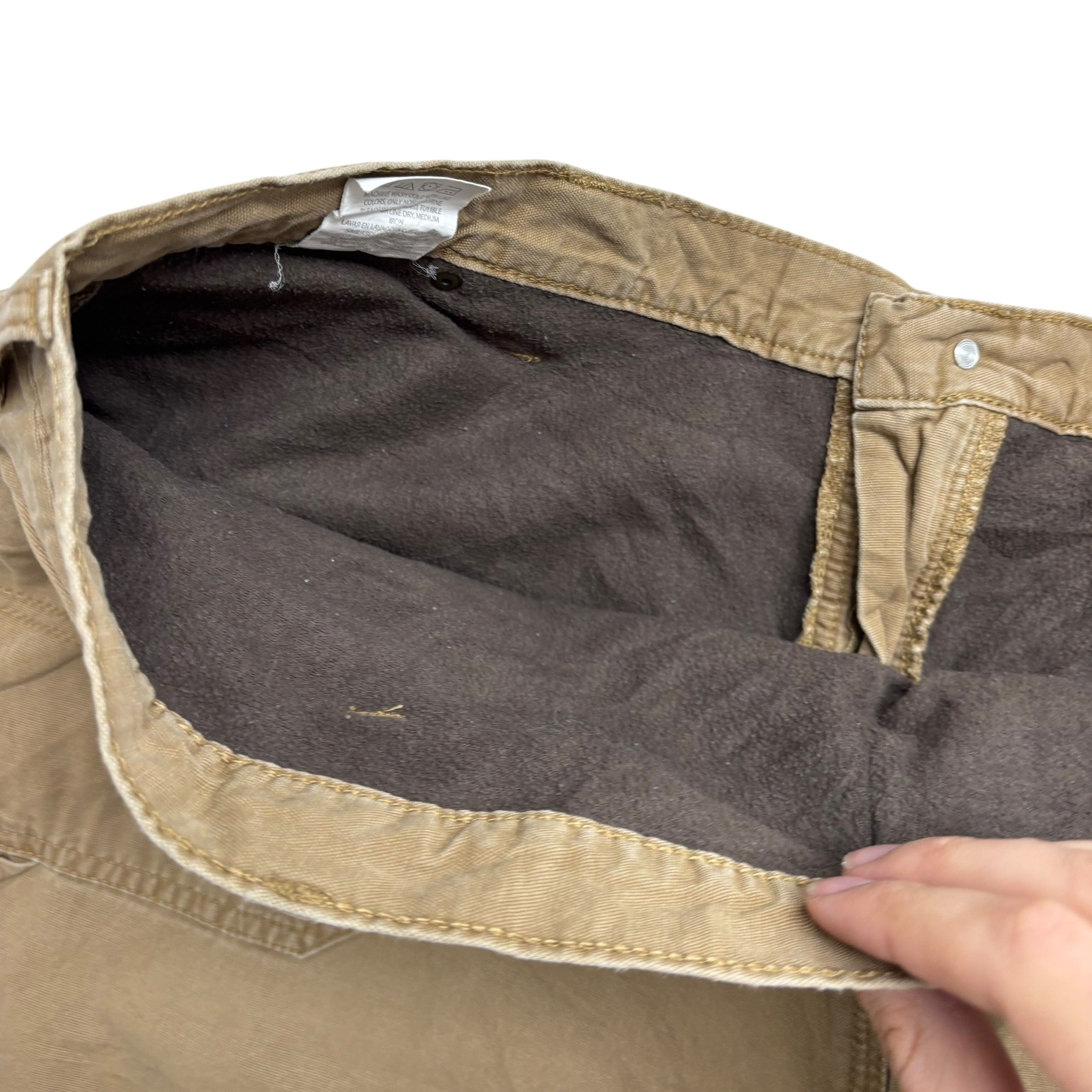 Wrangler Carpenter Pants W42 L29 Mens Tan Relaxed Straight Fit Trousers (E)