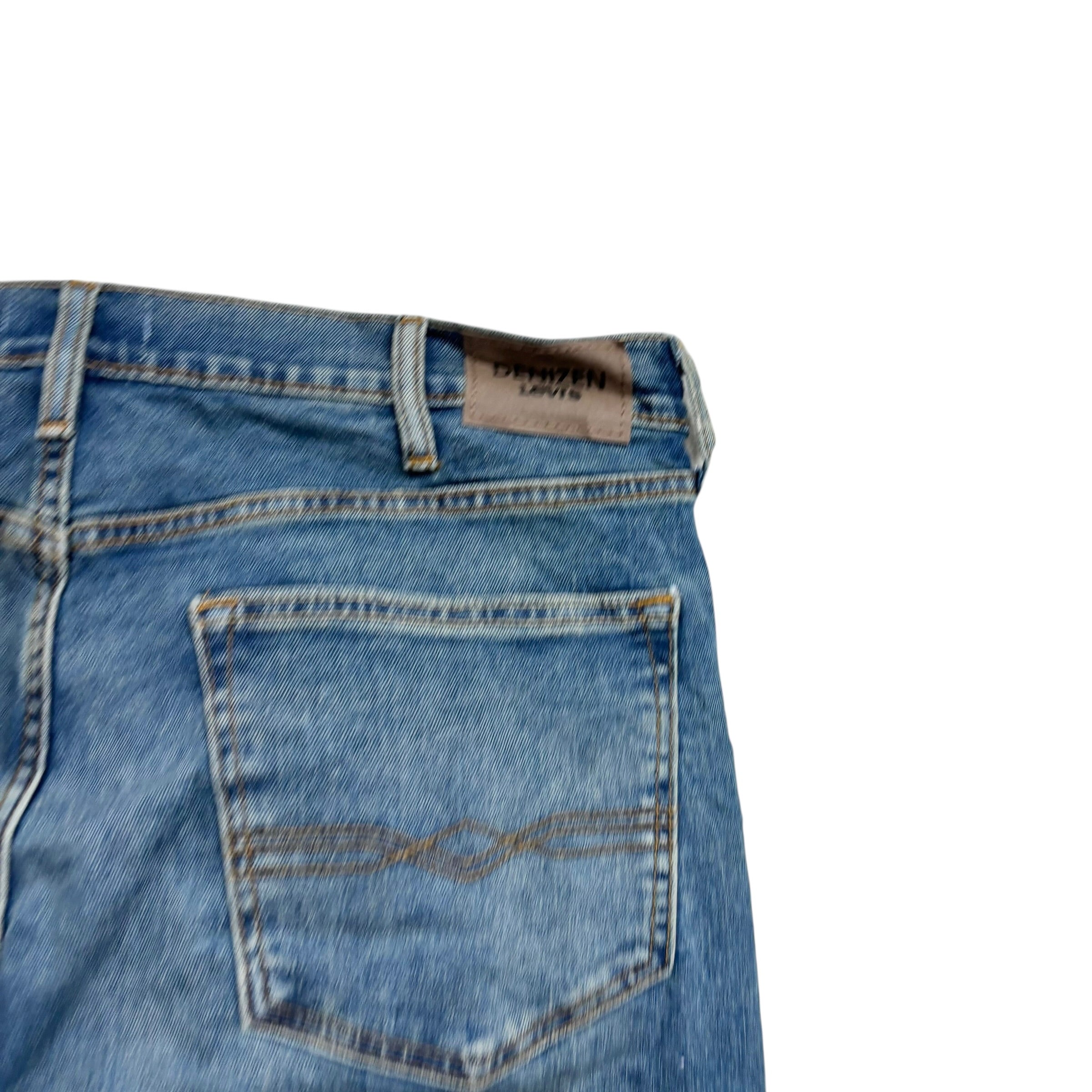 Levis Denizen Jeans W38 L30 Mens Mid Blue Slim Straight Fit Stretch Denim (E)