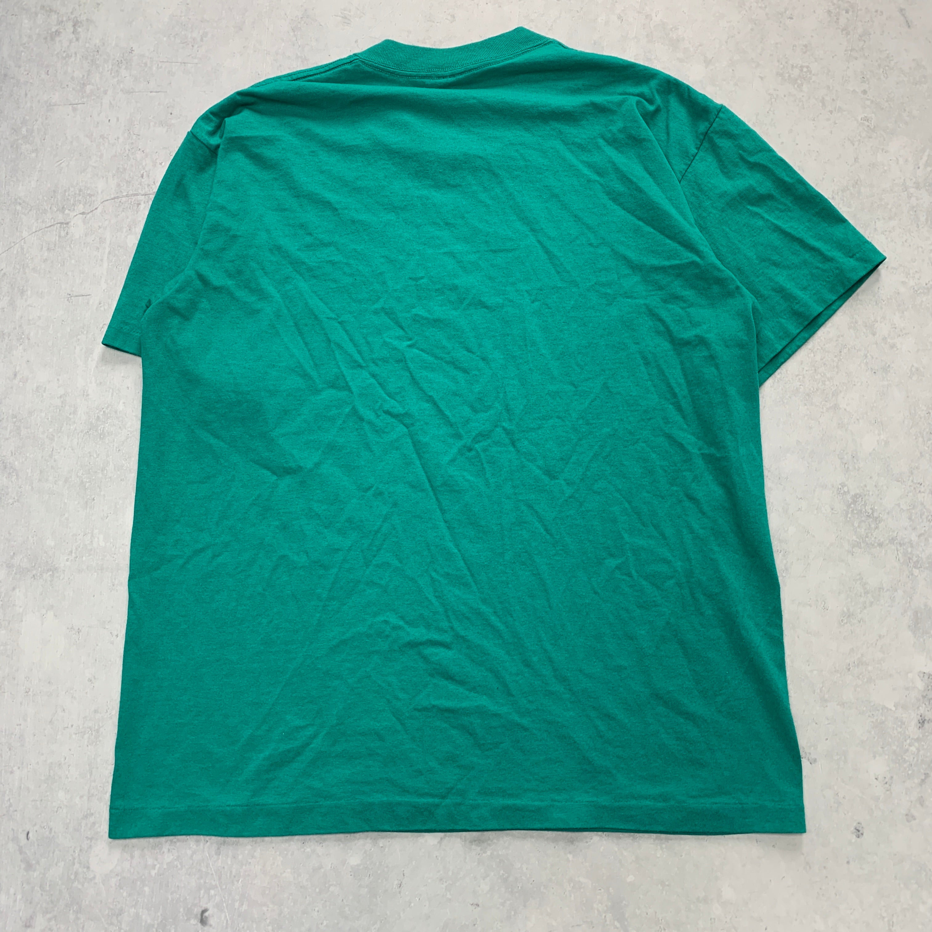 Vintage T Shirt Mens Large Teal Green Single Stitch Graphic Print 90s Tourist