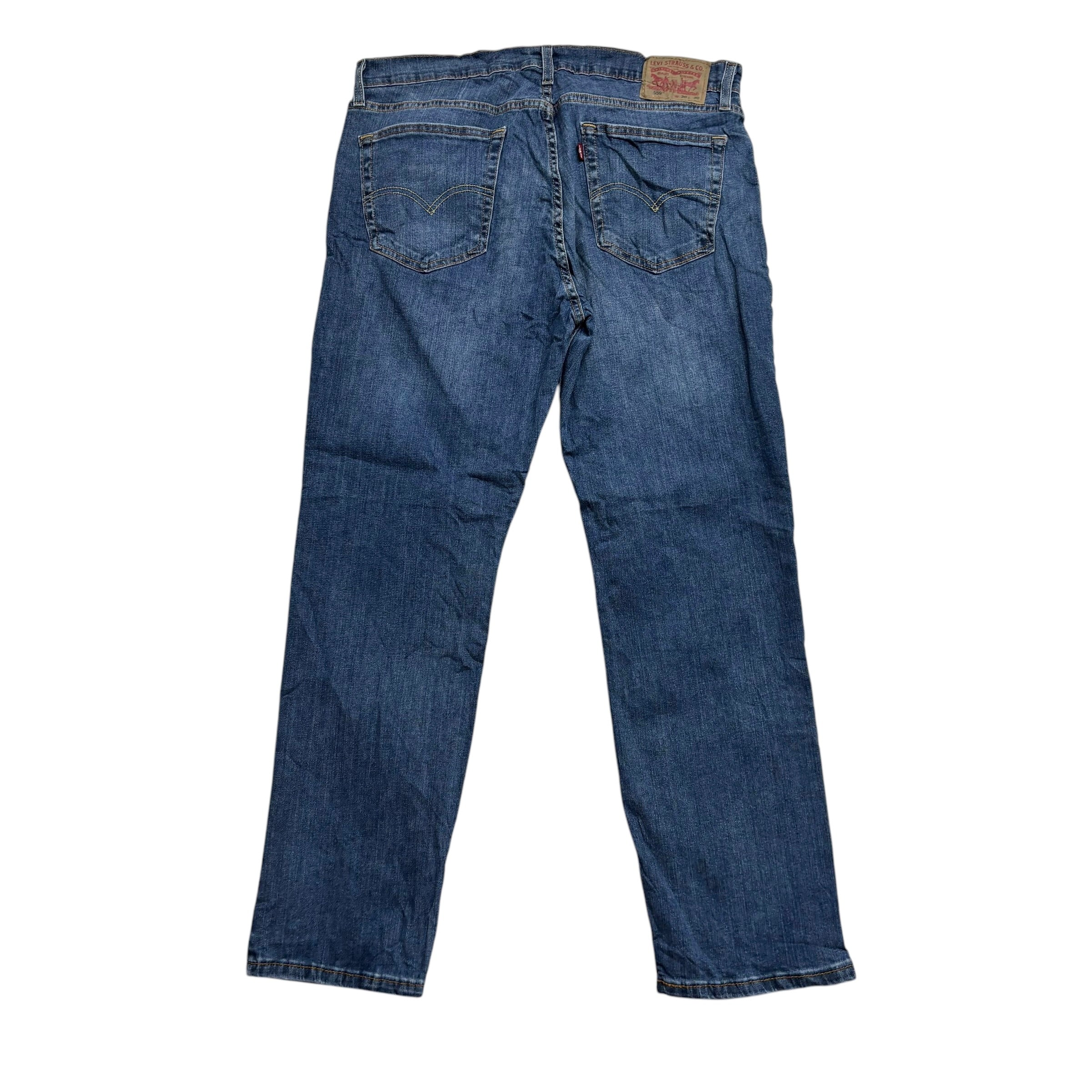 Levis Jeans W36 L30 Mens Mid Blue Regular Straight Fit Stretch Denim (E)