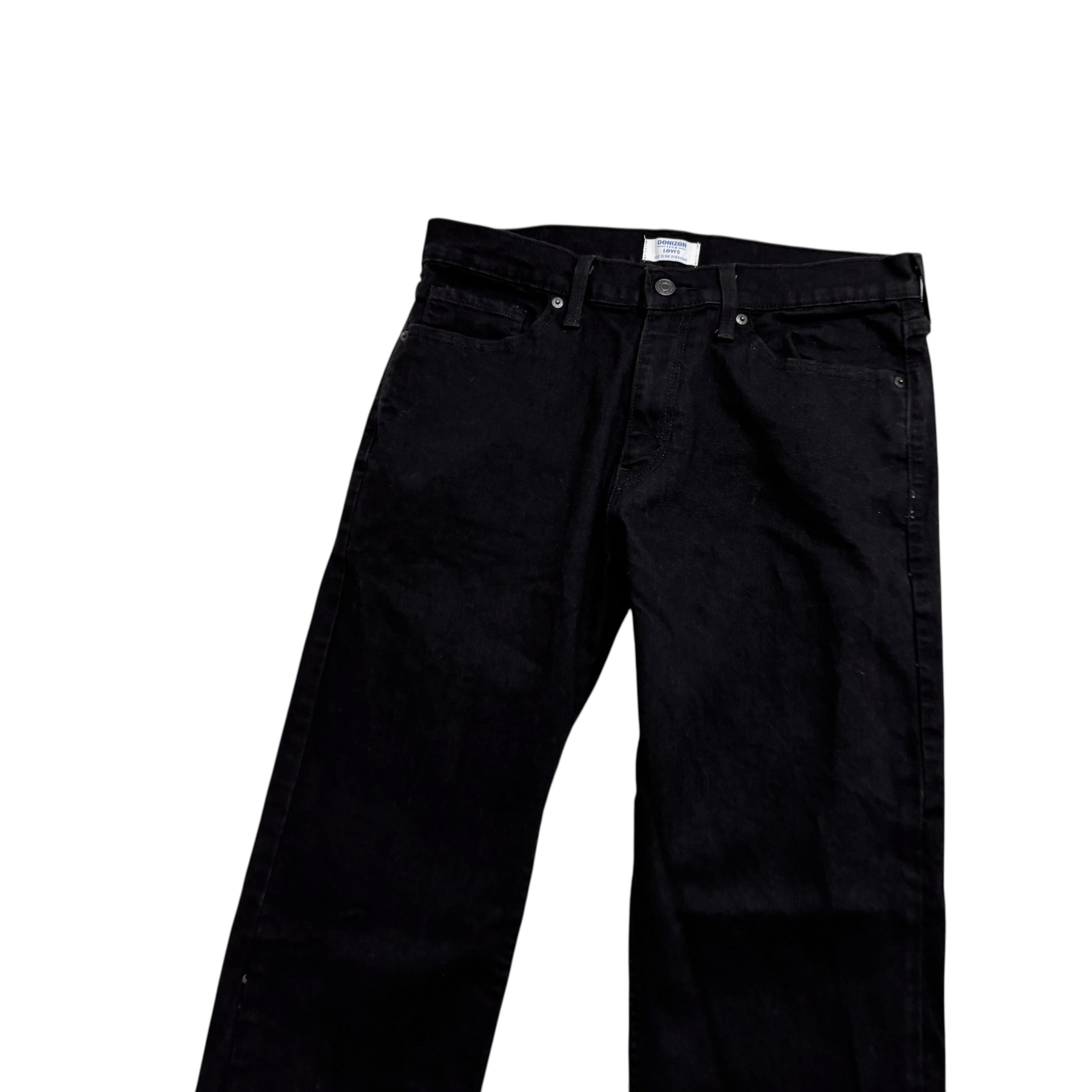 Levis Denizen Jeans W33 L32 Mens Black Slim Straight Fit Stretch Denim