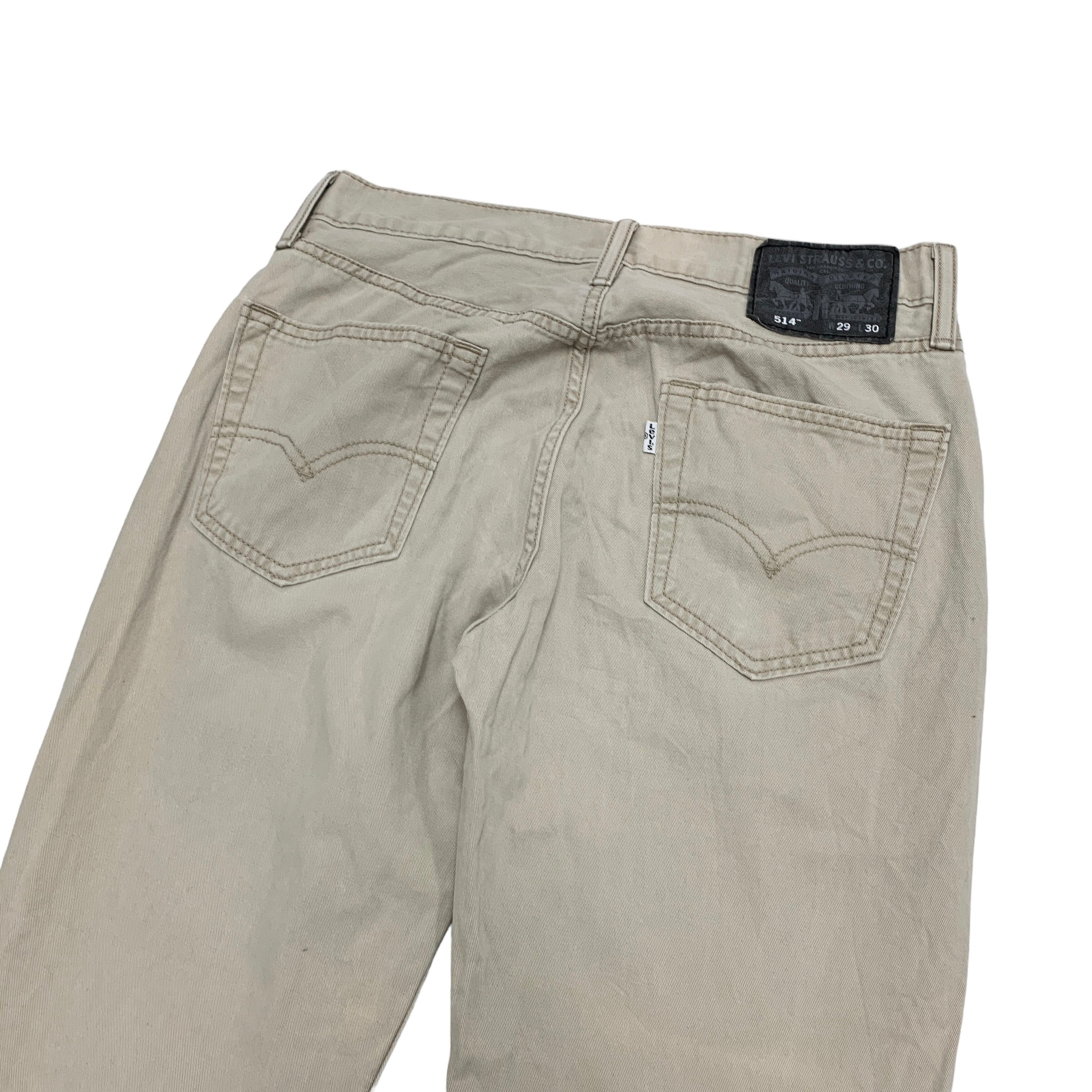 Levis 514 Trousers W29 L29 Mens Cream Regular Straight Fit Cotton Pants